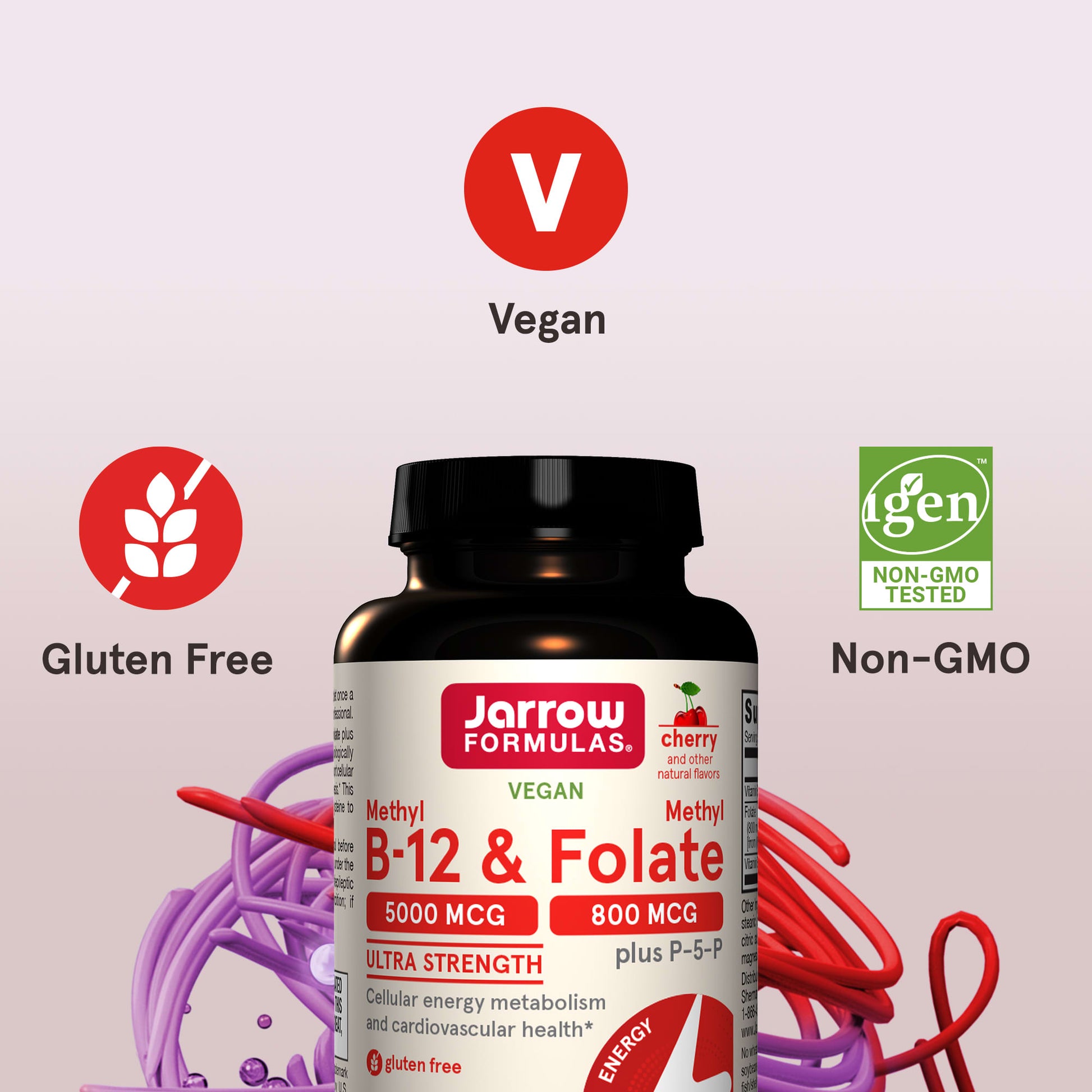 Jarrow Formulas, Methyl B-12 & Methyl Folate, Cherry Flavored, 60 Lozenges UPC 790011180197 | HiLife Vitamins