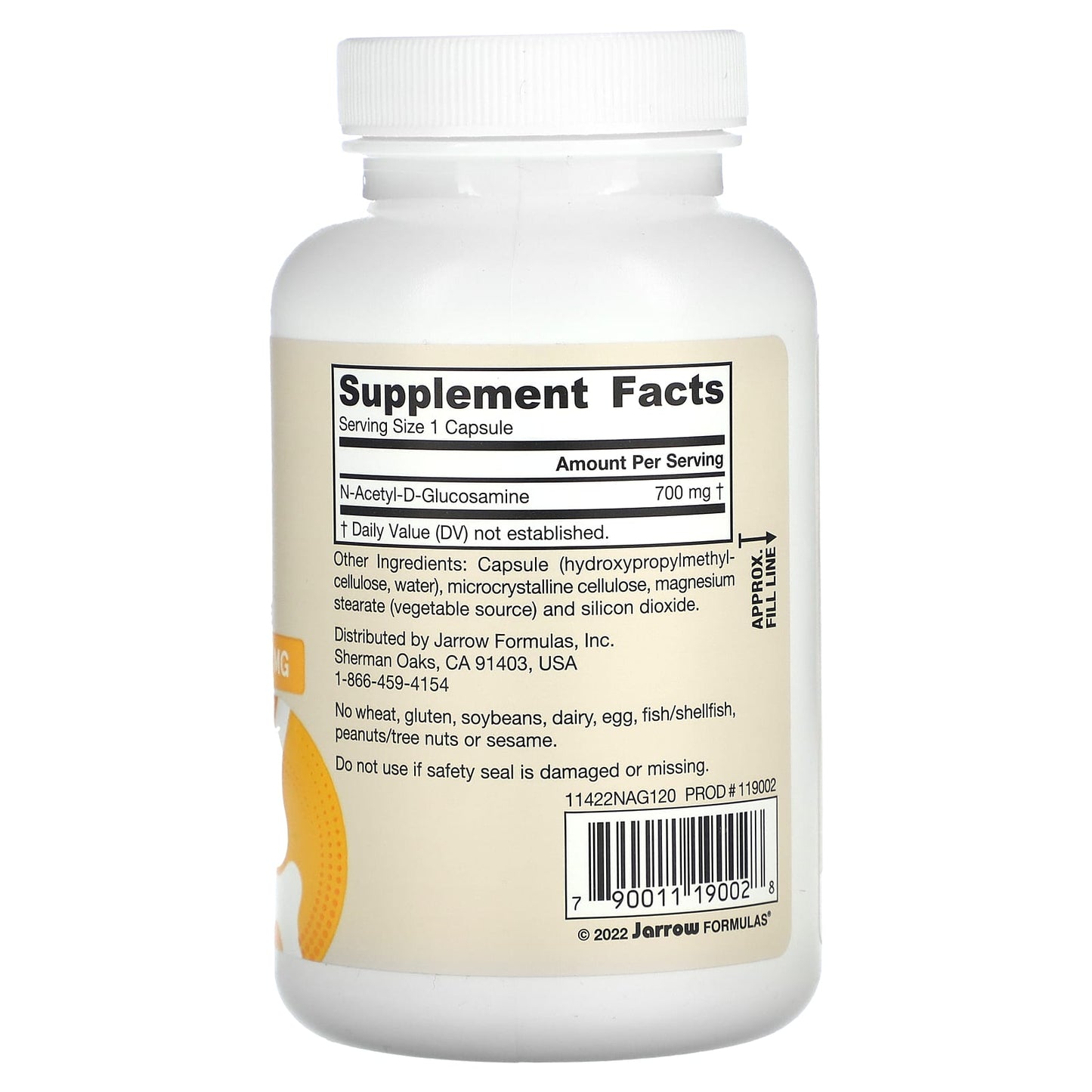 Jarrow Formulas, N-A-G, 700 mg, 120 Veggie Caps UPC 790011190028 | HiLife Vitamins