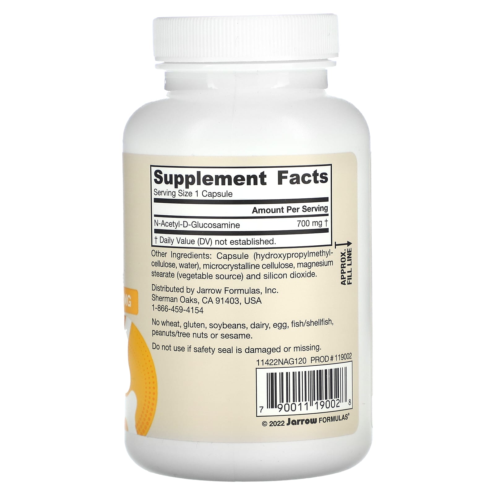 Jarrow Formulas, N-A-G, 700 mg, 120 Veggie Caps UPC 790011190028 | HiLife Vitamins