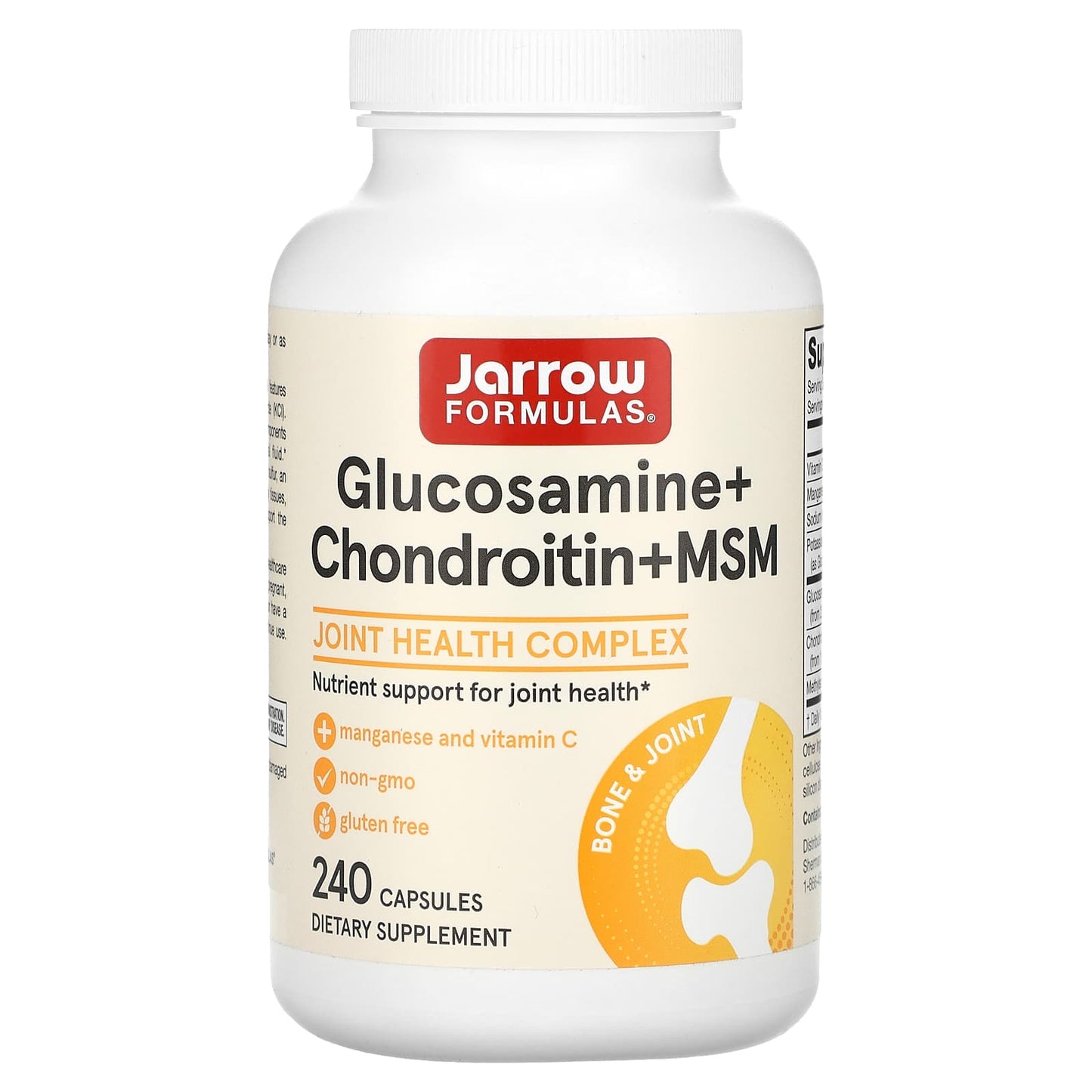 Jarrow Formulas, Glucosamine + Chondroitin + MSM, 240 Capsules - 790011190226 | Hilife Vitamins