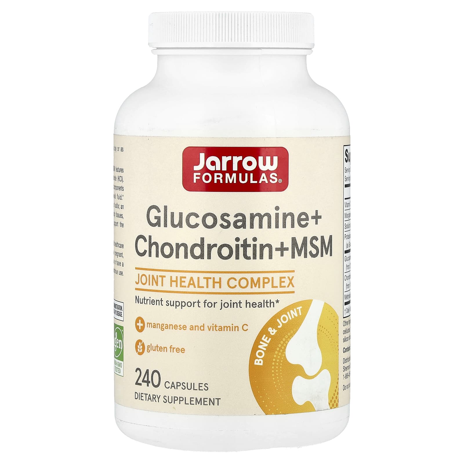 Jarrow Formulas, Glucosamine + Chondroitin + MSM, 240 Capsules UPC 790011190226 | HiLife Vitamins