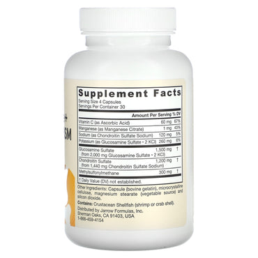 Jarrow Formulas, Glucosamine+Chondroitin+Msm, 120 Capsules UPC 790011190233 | HiLife Vitamins