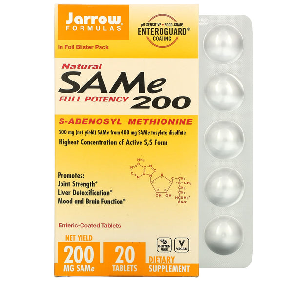 Jarrow Formulas, SAMe (Disulfate Tosylate), 200 mg, 20 Tablets - 790011200147 | Hilife Vitamins