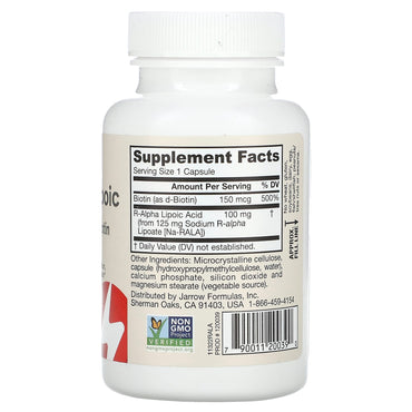 Jarrow Formulas, R-Alpha Lipoic Acid + Biotin, 60http://192.168.1.54/hilife_images_upc12/Jarrow%20Formulas-790011200390.jpg Veggie Capsules UPC 790011200390 | HiLife Vitamins