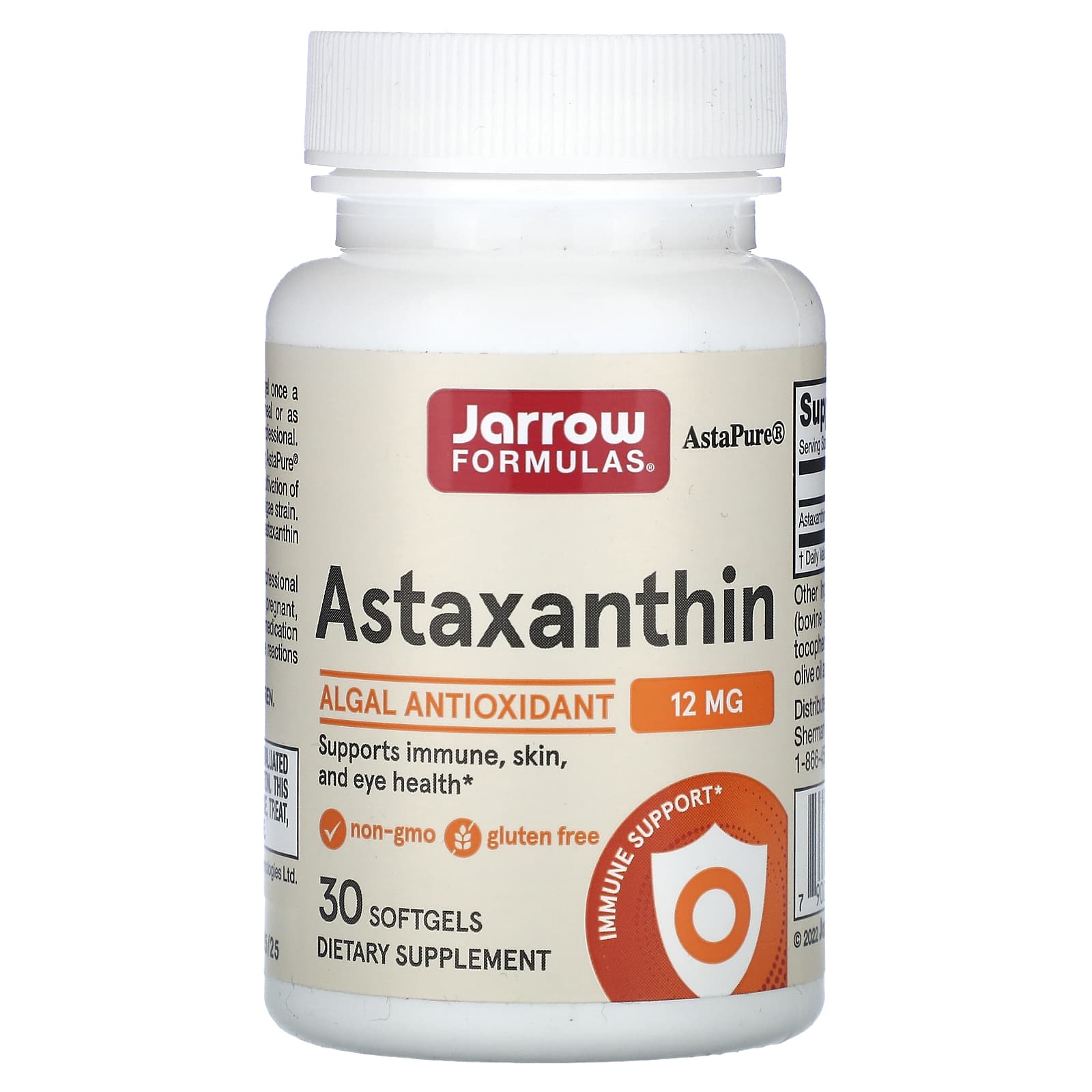 Jarrow Formulas, Astaxanthin, 12 mg, 30 Softgels UPC 790011200413 | HiLife Vitamins