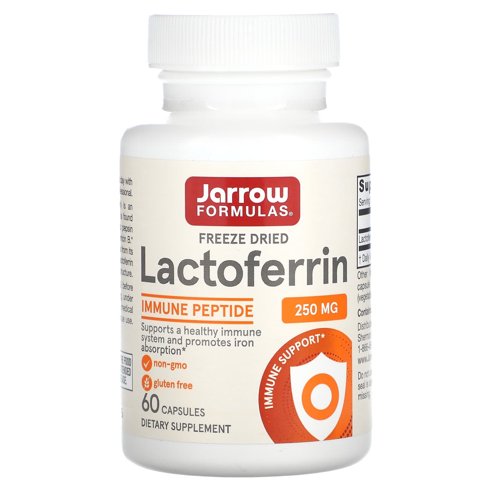 Jarrow Formulas, Lactoferrin, Freeze Dried, 250 mg, 60 Capsules UPC 790011210115 | HiLife Vitamins