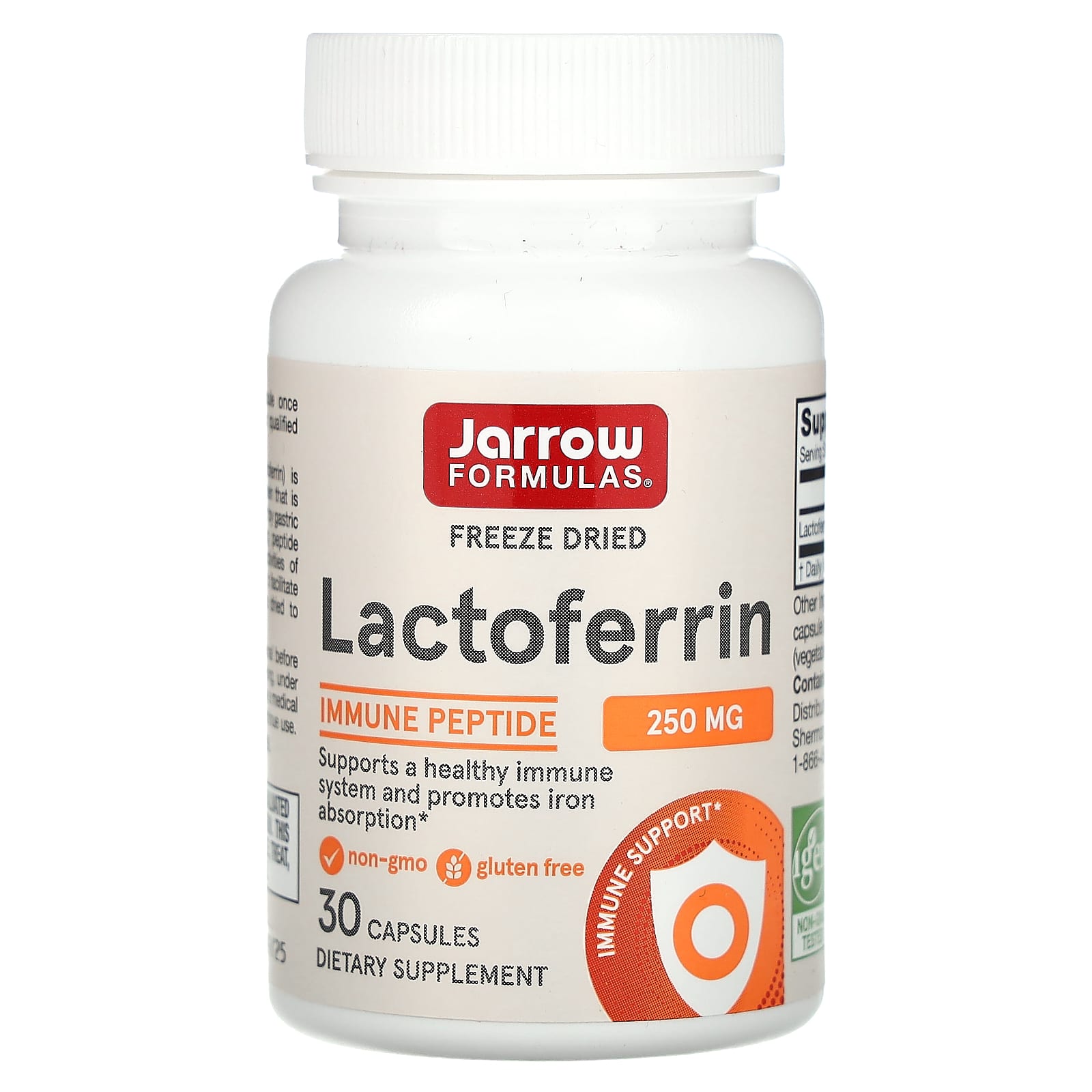 Jarrow Formulas, Lactoferrin 250 mg, 30 Capsules UPC 790011210788 | HiLife Vitamins