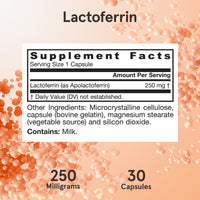 Jarrow Formulas, Lactoferrin 250 mg, 30 Capsules - [product_sku] | HiLife Vitamins