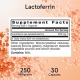 Jarrow Formulas, Lactoferrin 250 mg, 30 Capsules