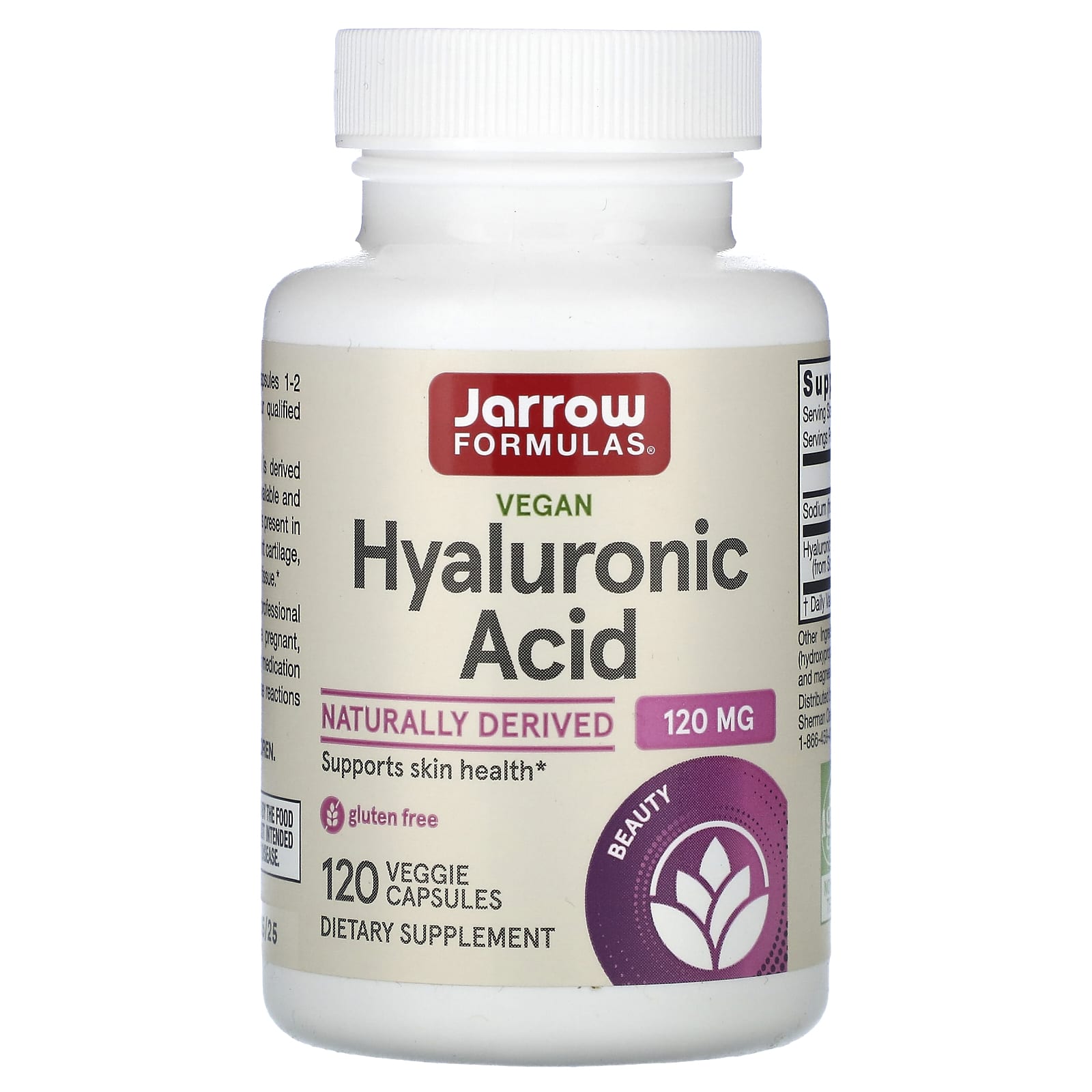 Jarrow Formulas, Hyaluronic Acid, 120 Veggie Caps UPC 790011290247 | HiLife Vitamins