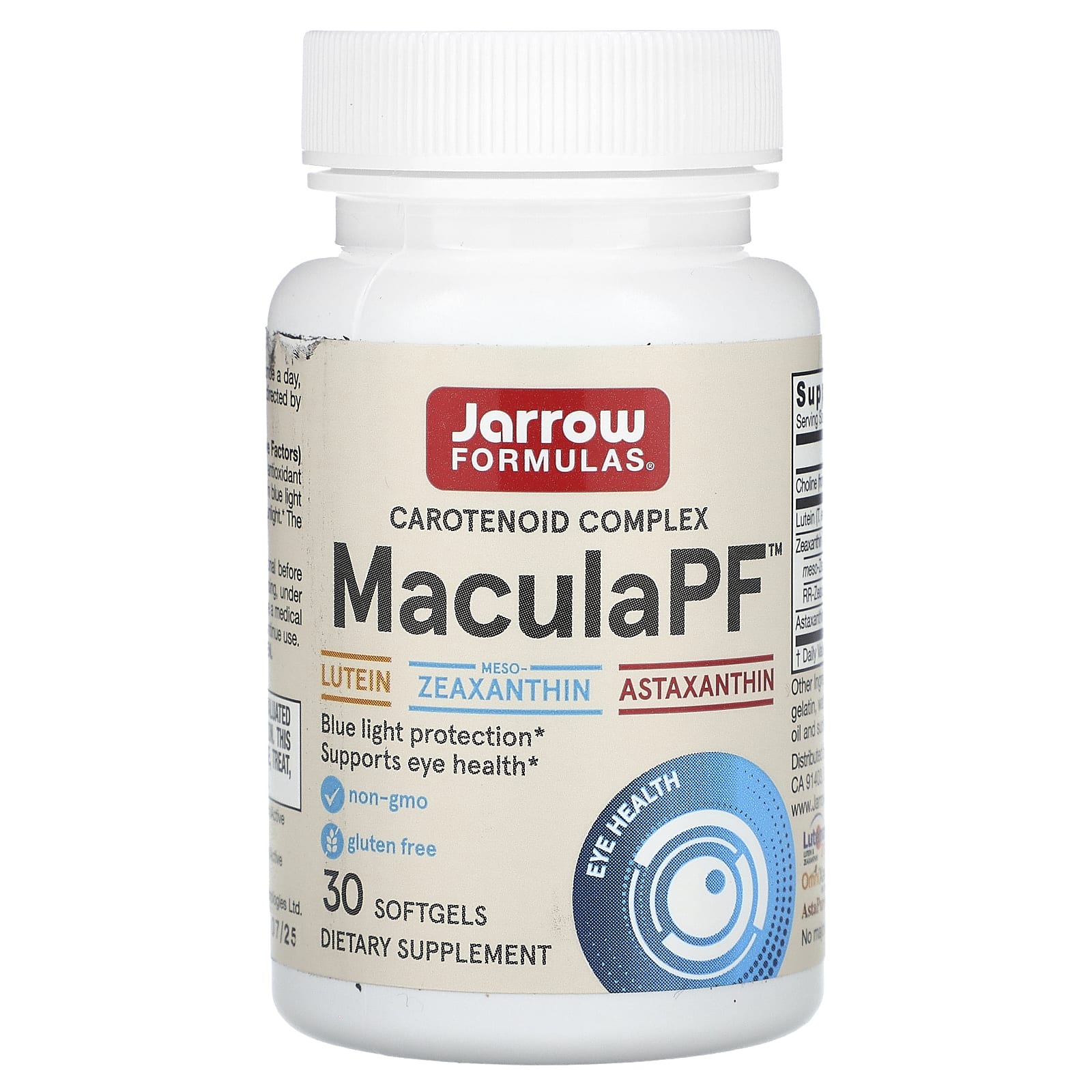 Jarrow Formulas, MaculaPF, Blue Light Protection, 30 Softgels UPC 790011290742 | HiLife Vitamins