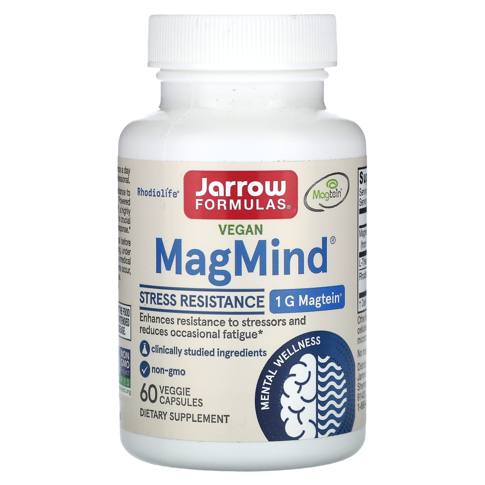 Jarrow Formulas, MagMind Stress Resistance, 60 Veggie Capsules UPC 790011291039 | HiLife Vitamins