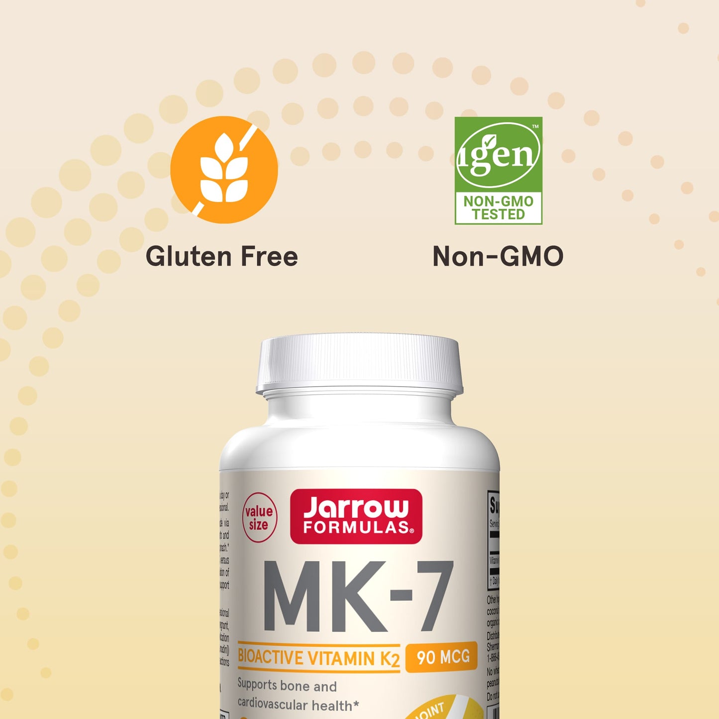 Jarrow Formulas, MK-7, Vitamin K2 as MK-7, 90 mcg, 120 Softgels UPC 790011300076 | HiLife Vitamins