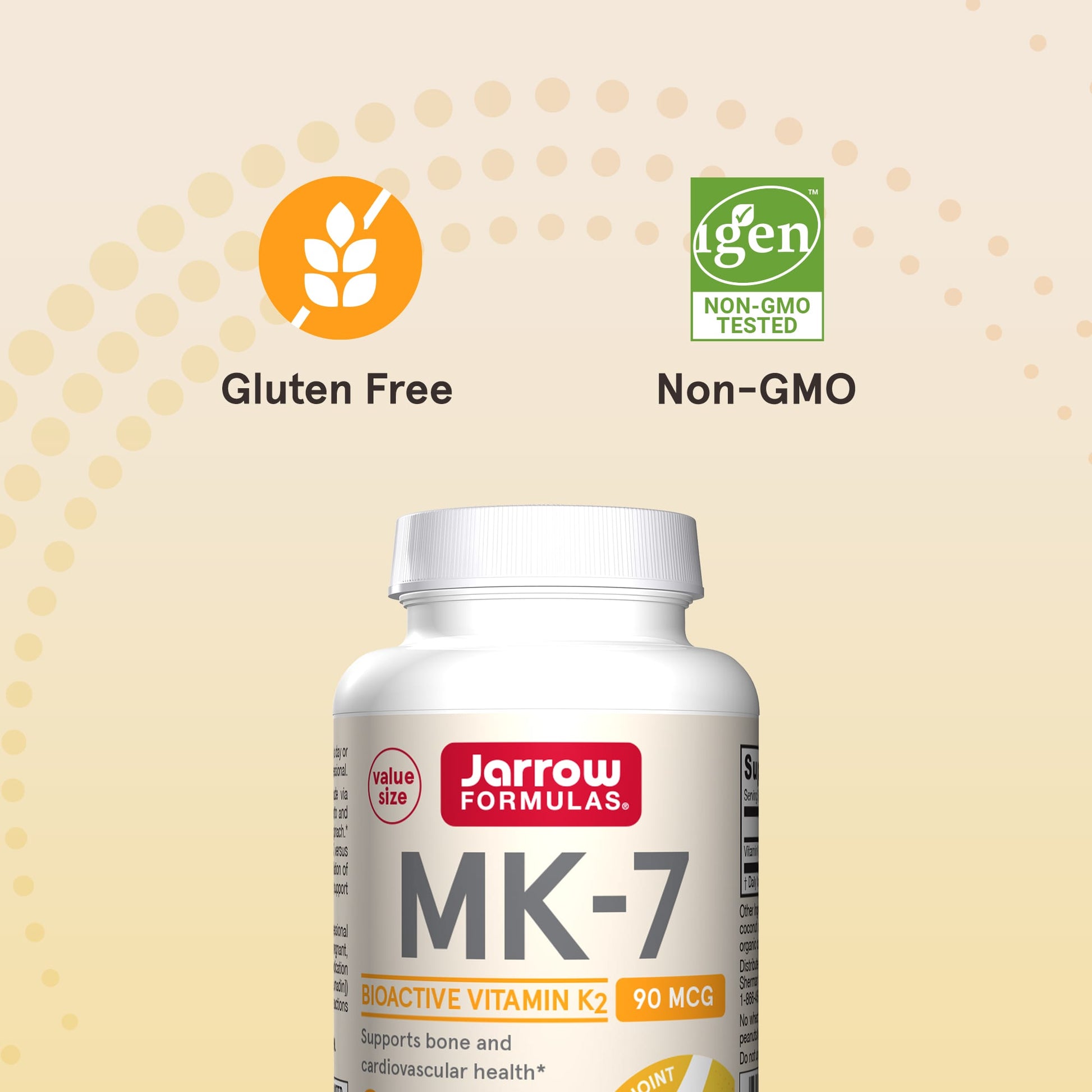Jarrow Formulas, MK-7, Vitamin K2 as MK-7, 90 mcg, 120 Softgels UPC 790011300076 | HiLife Vitamins