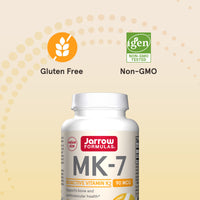 Jarrow Formulas, MK-7, Vitamin K2 as MK-7, 90 mcg, 120 Softgels UPC 790011300076 | HiLife Vitamins