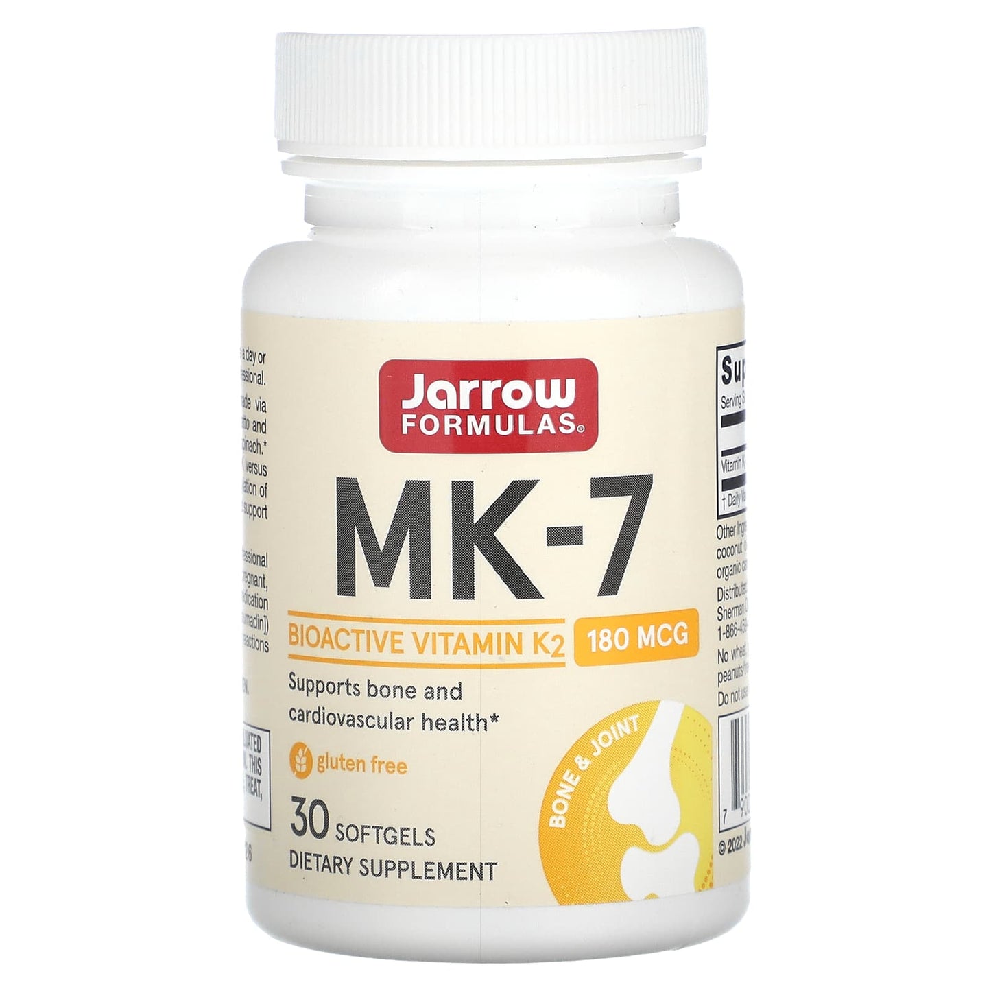 Jarrow Formulas, MK-7, Most Active Form of Vitamin K2, 1, 30 Softgels UPC 790011300120 | HiLife Vitamins