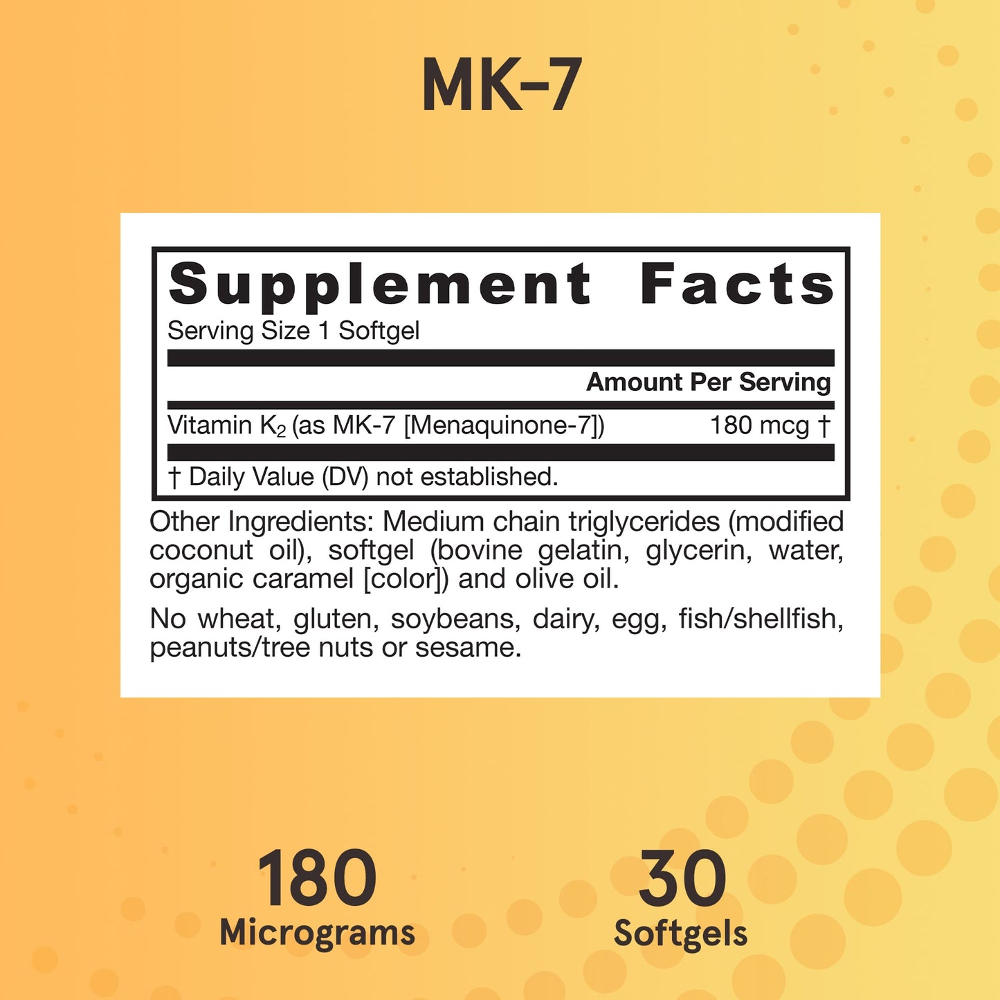 Jarrow Formulas, MK-7, Most Active Form of Vitamin K2, 1, 30 Softgels UPC 790011300120 | HiLife Vitamins