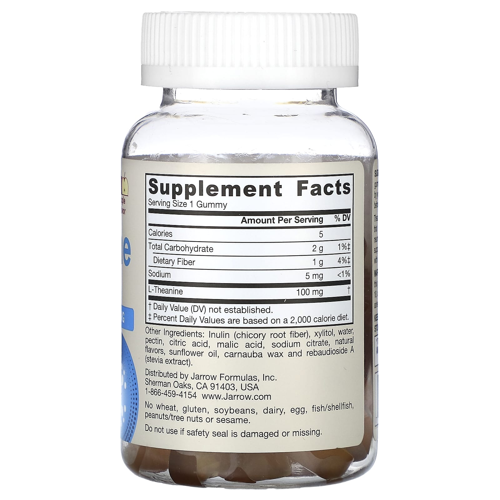 Jarrow Formulas, Theanine Gummies, Sugar Free, Apple Fla, 60 GUMMIES UPC 790011320081 | HiLife Vitamins