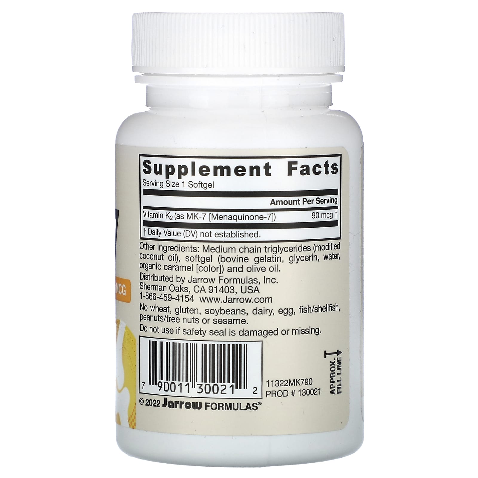 Jarrow, MK-7 90 Mcg, 90 Softgels UPC 790011300212 | HiLife Vitamins