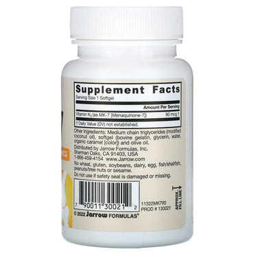 Jarrow, MK-7 90 Mcg, 90 Softgels UPC 790011300212 | HiLife Vitamins