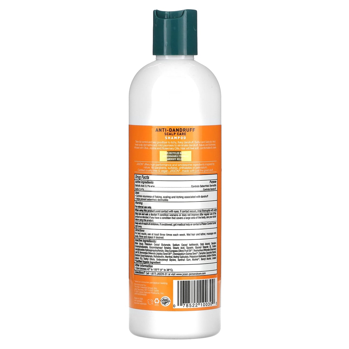 Jason, Shampoo Dandruff Relief, 12 Oz UPC 078522100300 | HiLife Vitamins