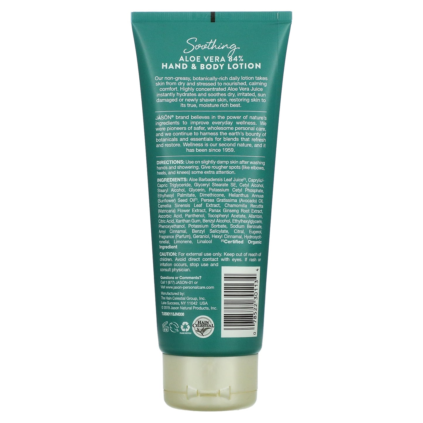 Jason, Hand/Body Lotion 84% Aloe Vera Gel, 8 Oz UPC 078522301134 | HiLife Vitamins