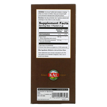 Kal, Sure Stevia, Plus Monk Fruit, 100 Packets, 3.5 oz (100 g) UPC 021245103264 | HiLife Vitamins