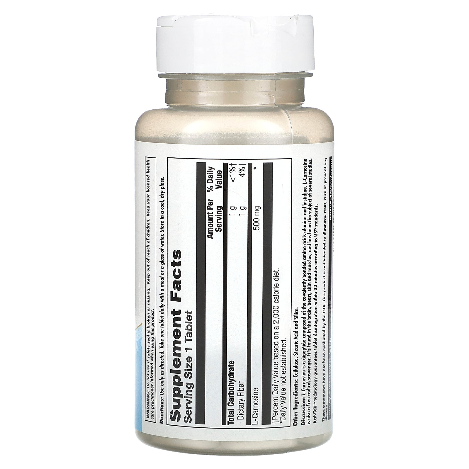 Kal, L-Carnosine, 500 mg, 30 Tablets UPC 021245105787 | HiLife Vitamins