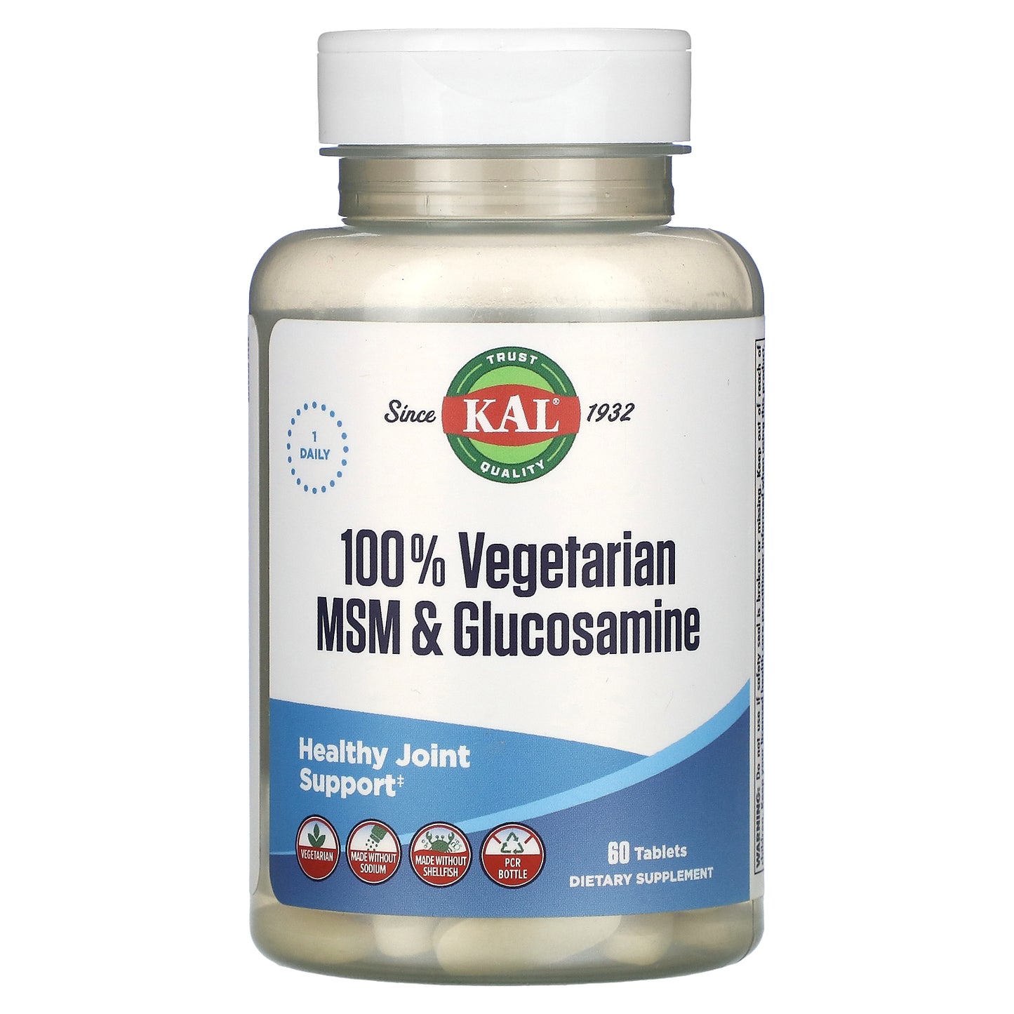 Kal, 100% Vegetarian MSM & Glucosamine, 60 Tablets UPC 021245129592 | HiLife Vitamins