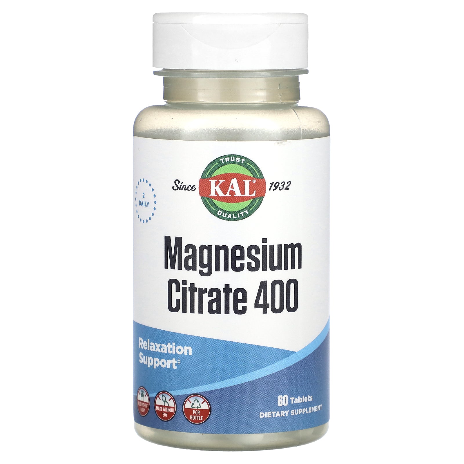 Kal, Magnesium Citrate 400, 60 Tablets UPC 021245134558 | HiLife Vitamins