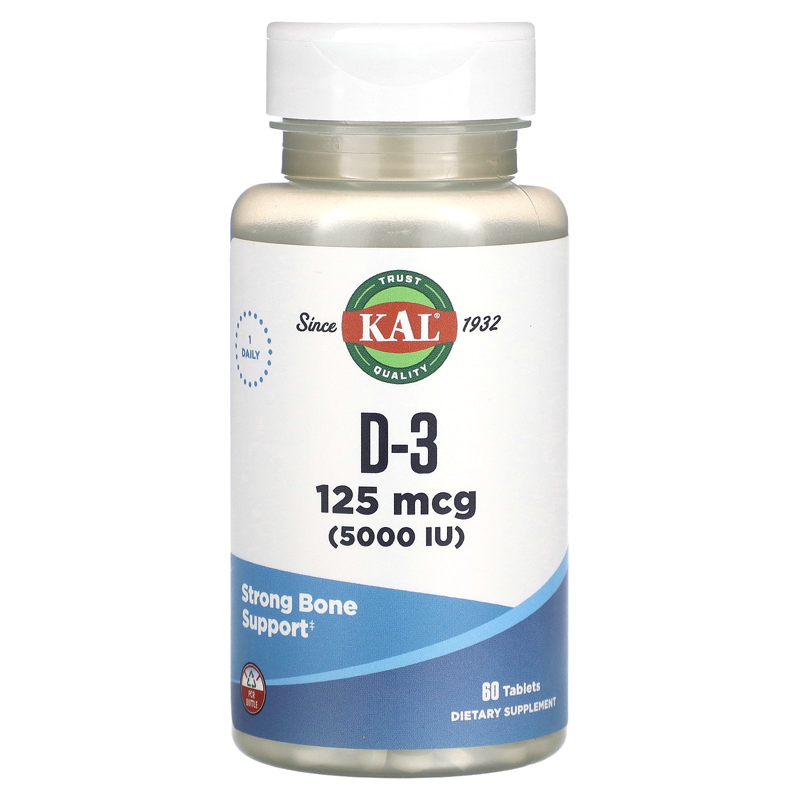 Kal, D-3 , 125 mcg (5,000 IU), 60 Tablets UPC 021245162834 | HiLife Vitamins
