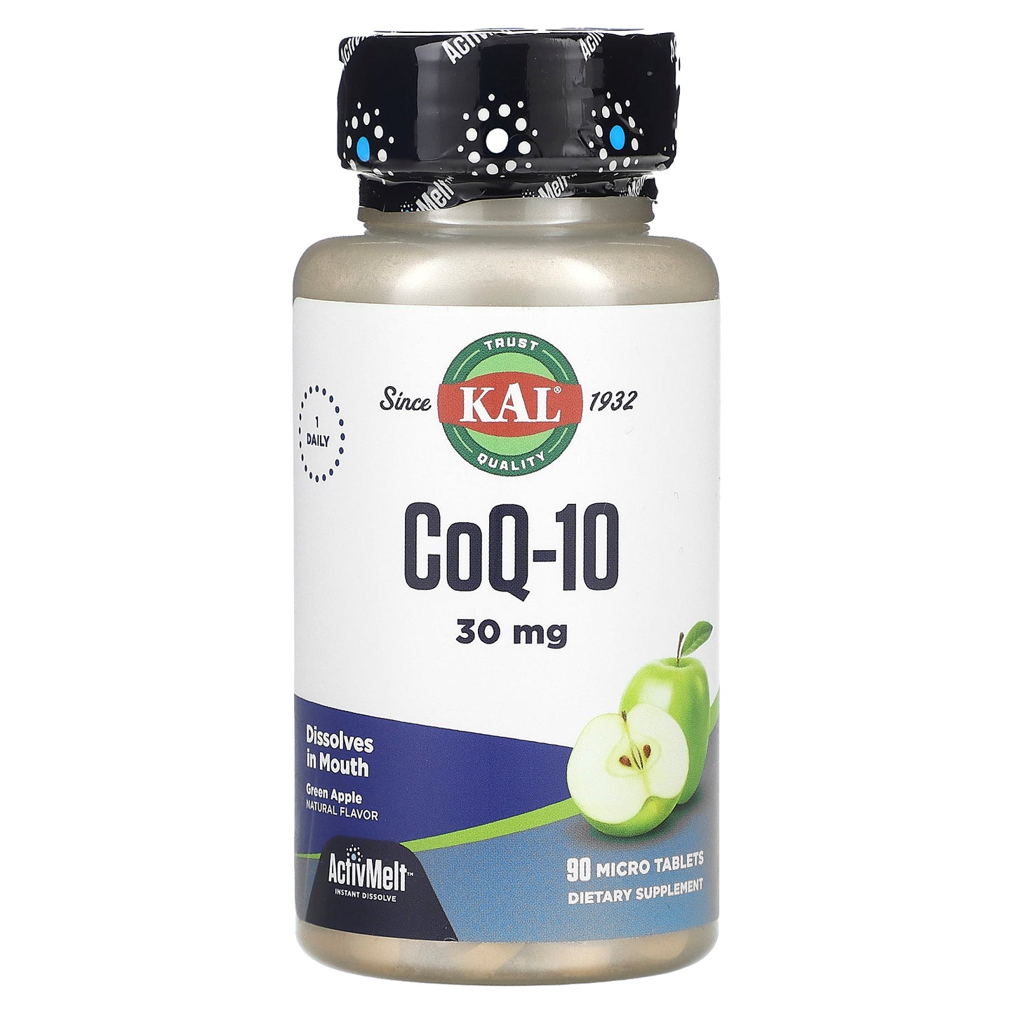 Kal, CoQ10, Green Apple, 30 mg, 90 Lozenges UPC 021245172550 | HiLife Vitamins