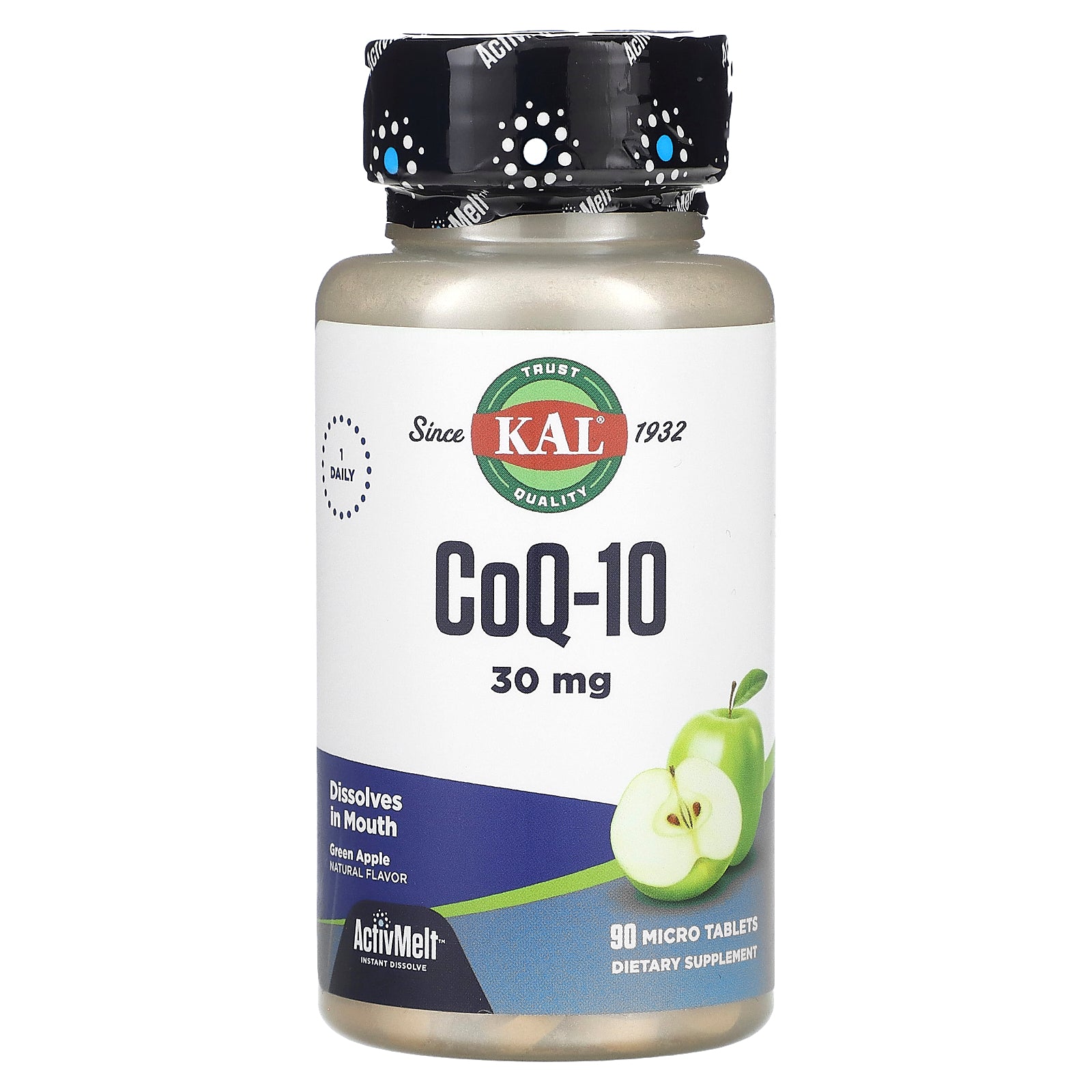 Kal, CoQ10, Green Apple, 30 mg, 90 Lozenges UPC 021245172550 | HiLife Vitamins