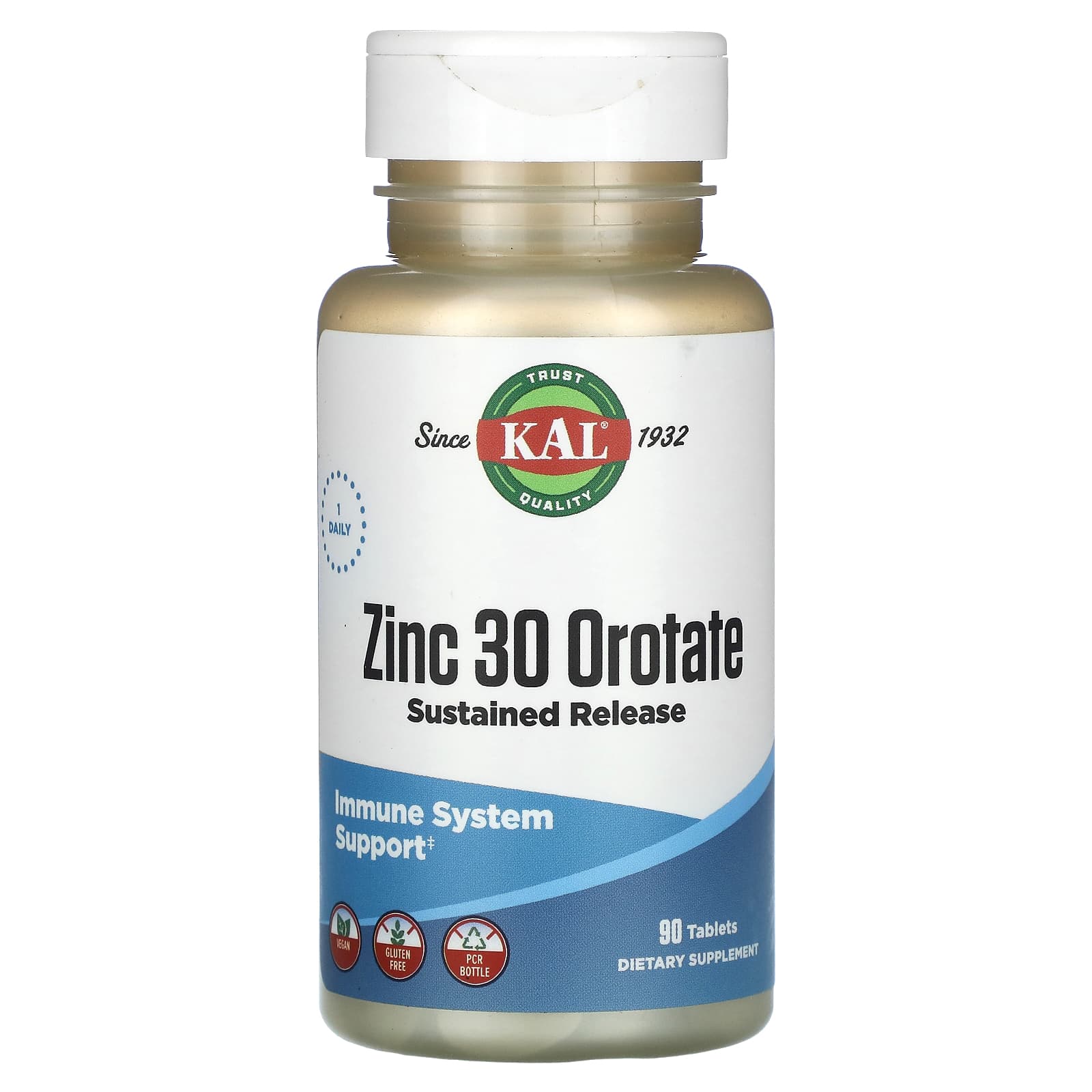 Kal, Zinc Orotate, Sustained Release, 90 Tablets UPC 021245174455 | HiLife Vitamins