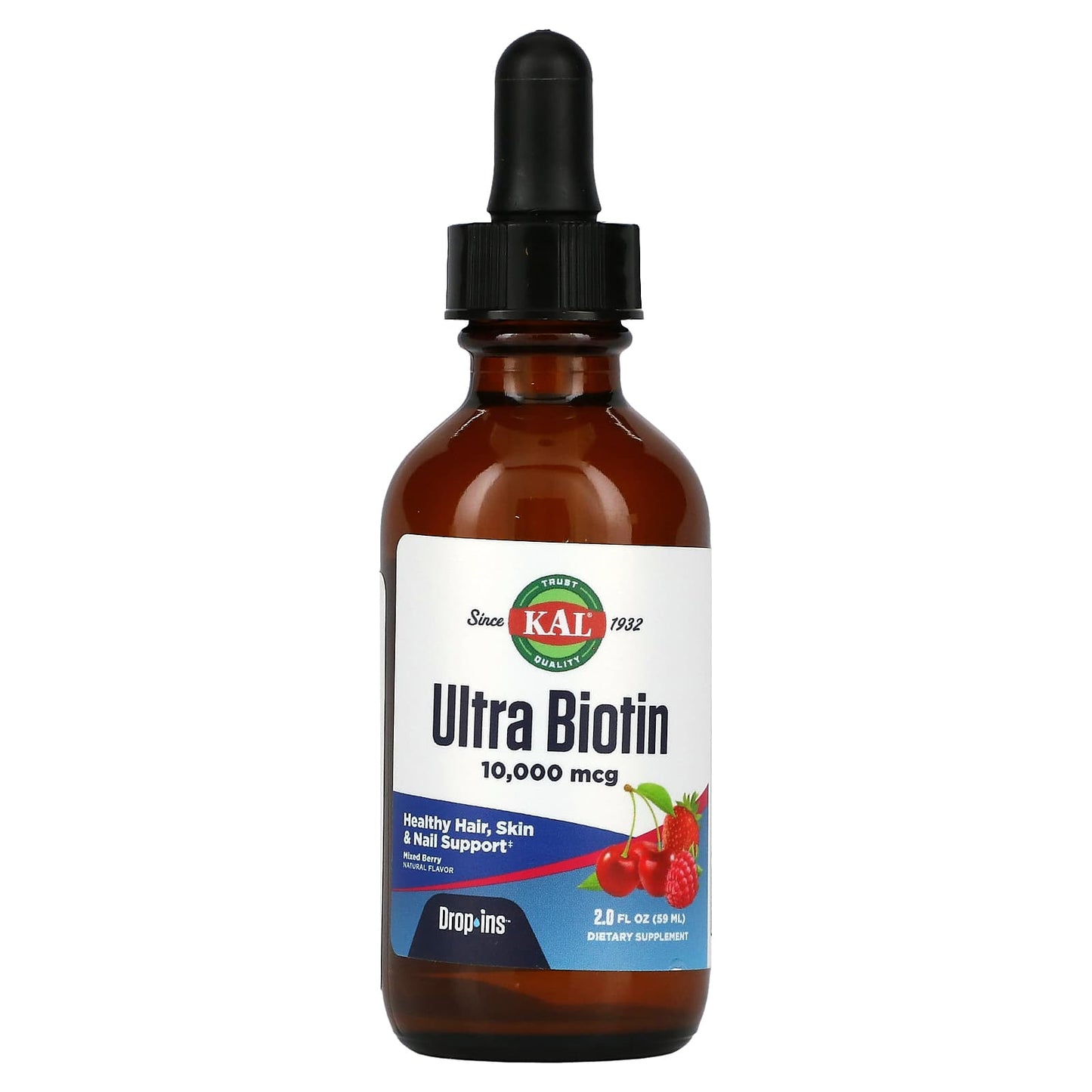 Kal, BIOTIN DROPINS, ULTRA 10000 MCG, 2 Oz Drops UPC 021245232629 | HiLife Vitamins