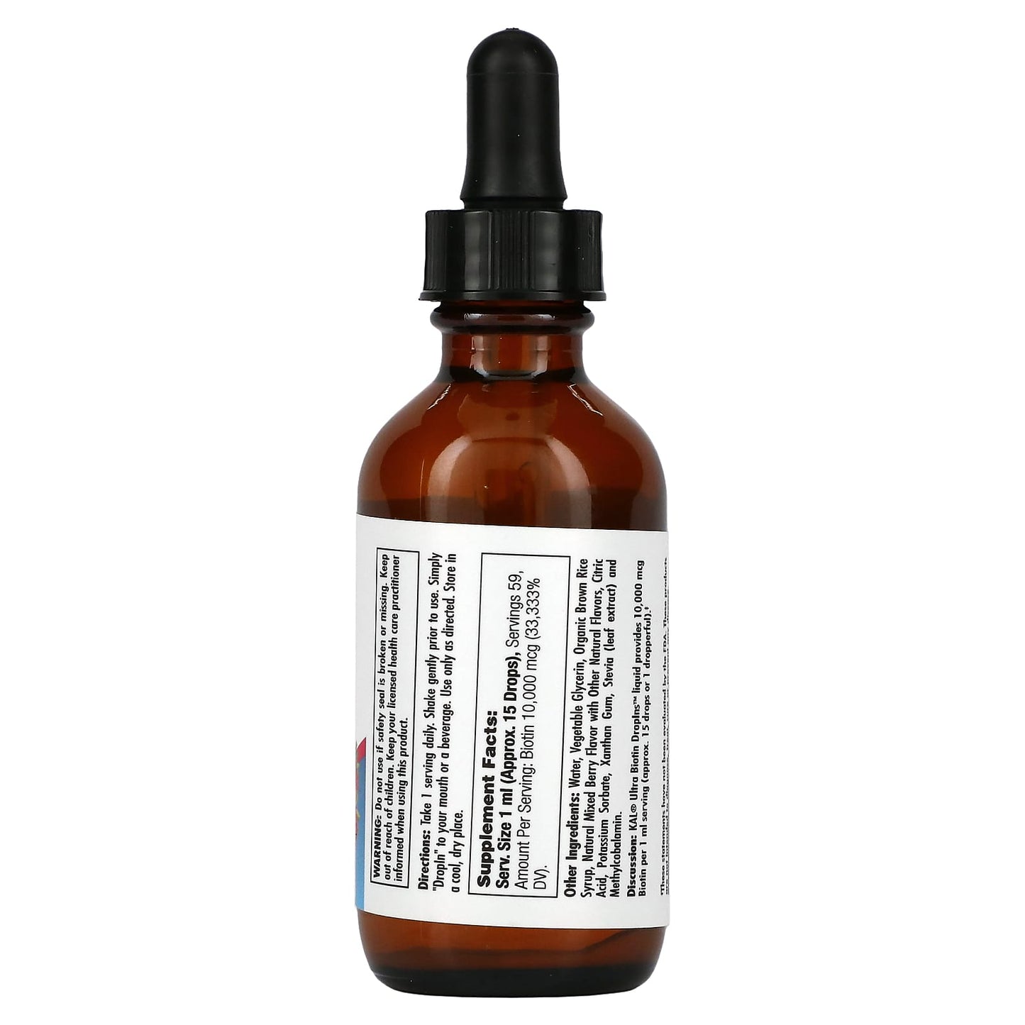 Kal, BIOTIN DROPINS, ULTRA 10000 MCG, 2 Oz Drops UPC 021245232629 | HiLife Vitamins