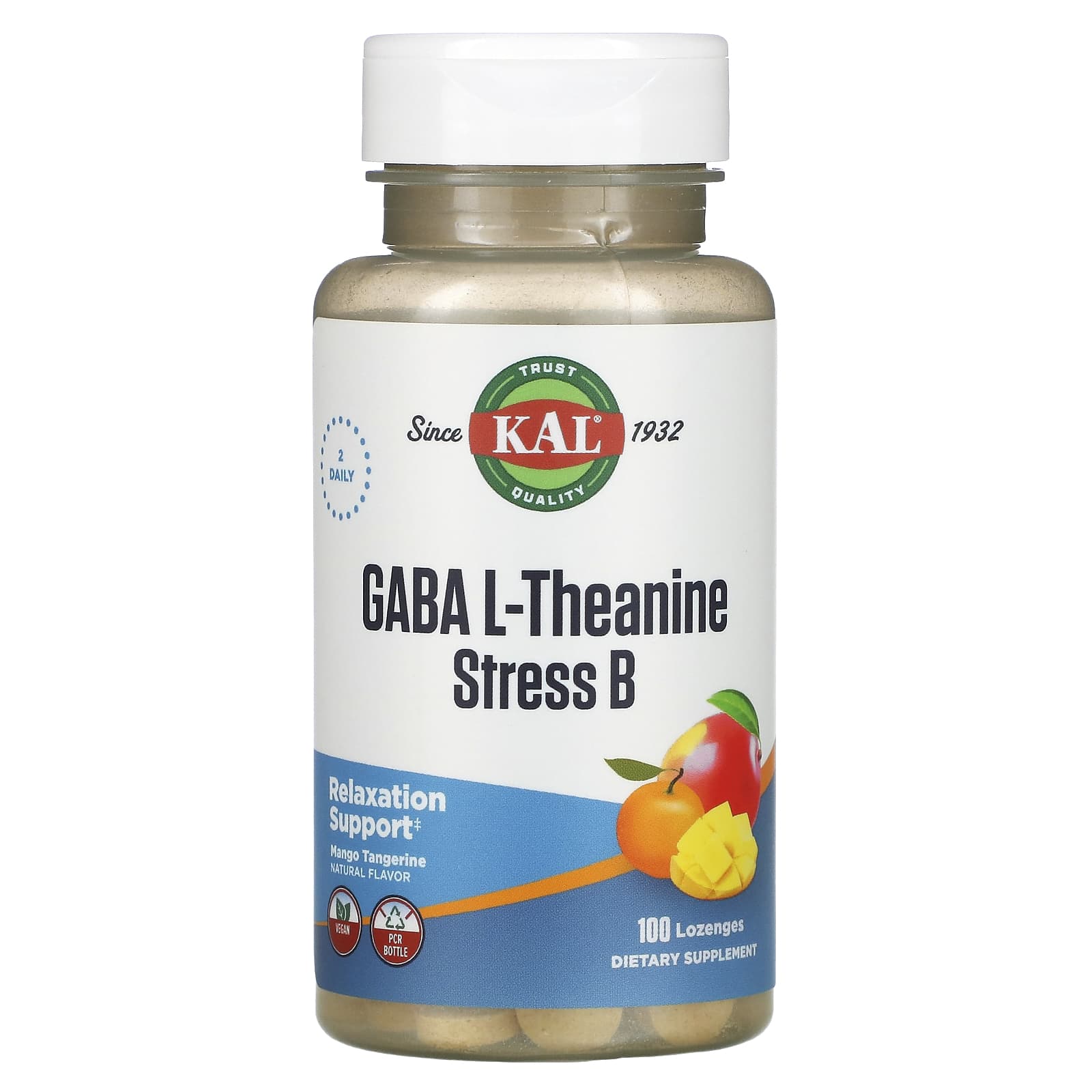 Kal, Gaba l‐Theanine stress b, 100 Lozenges UPC 021245276913 | HiLife Vitamins