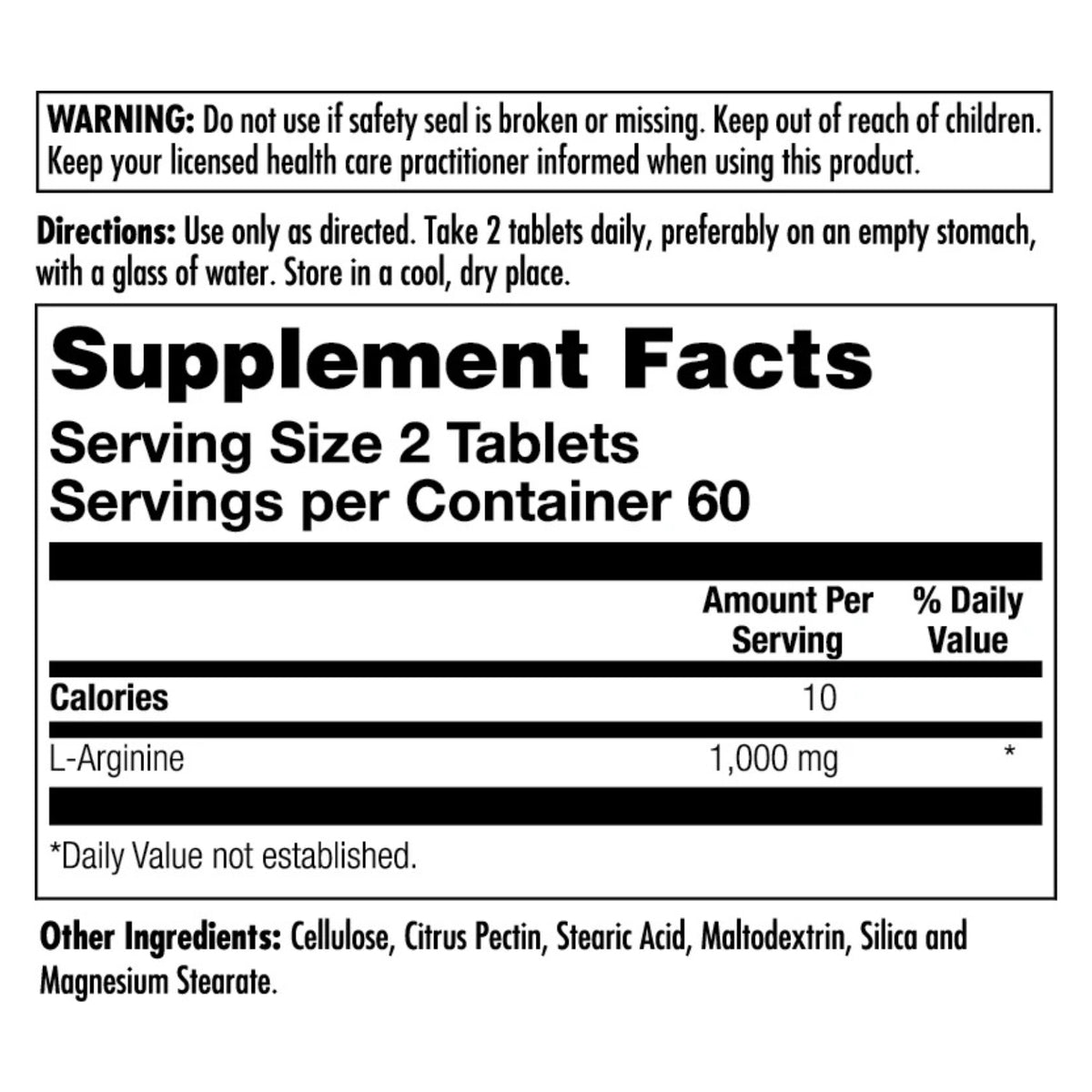 Kal, L-Arginine, 1,000 mg, 120 Tablets UPC 021245278672 | Hilife Vitamins