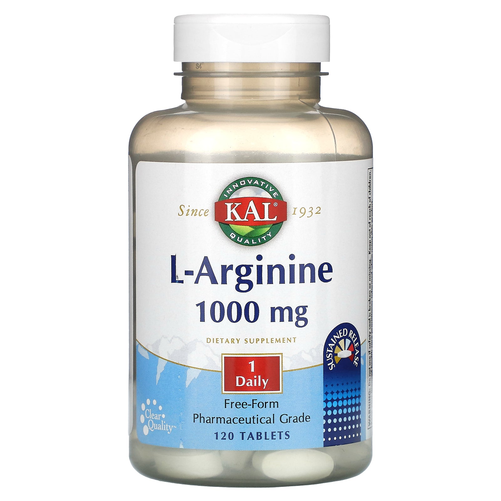 Kal, L-Arginine, 1,000 mg, 120 Tablets UPC 021245278672 | HiLife Vitamins
