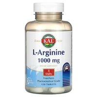 Kal, L-Arginine, 1,000 mg, 120 Tablets UPC 021245278672 | HiLife Vitamins