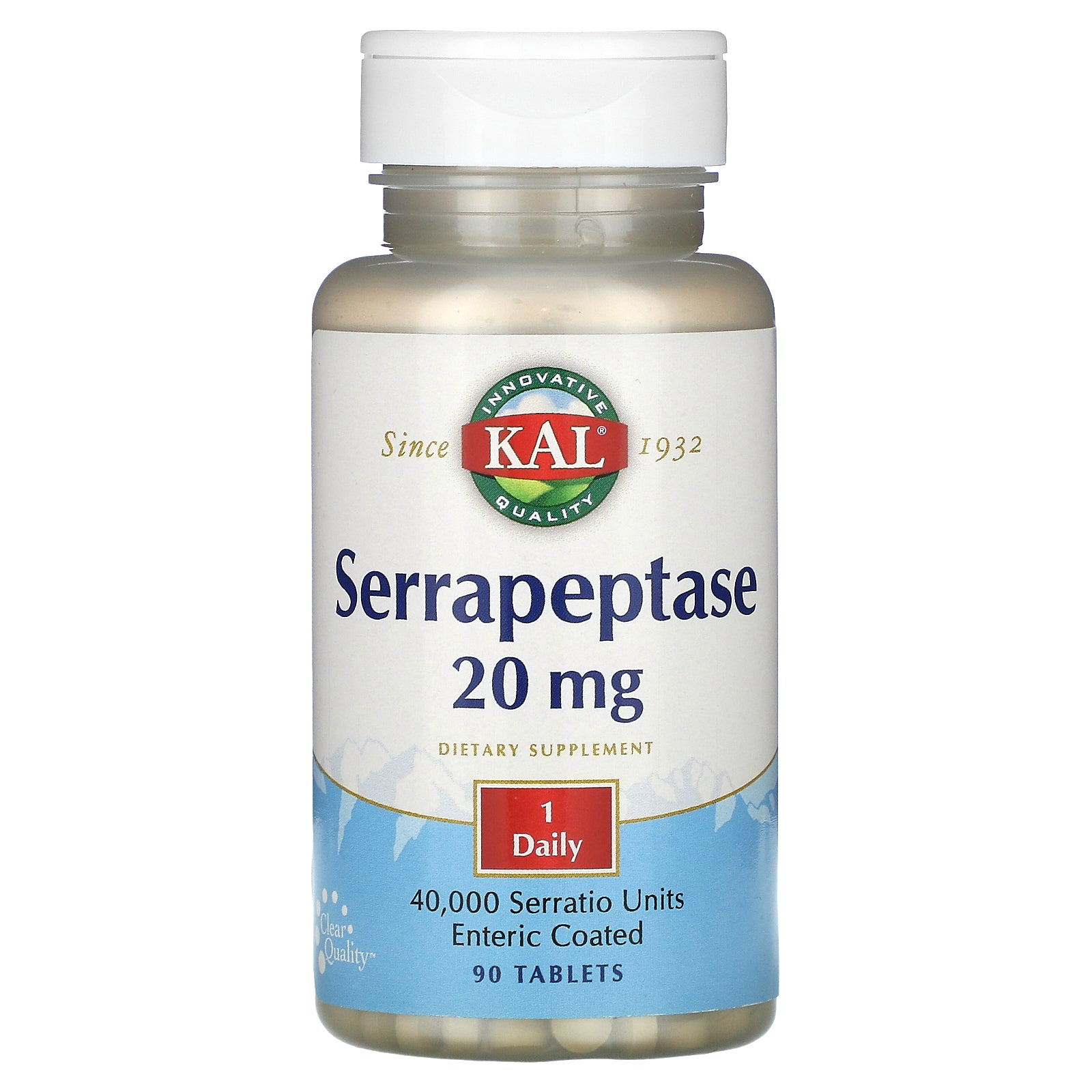 Kal, Serrapeptase, 20 mg, 90 Tablets UPC 021245286639 | HiLife Vitamins