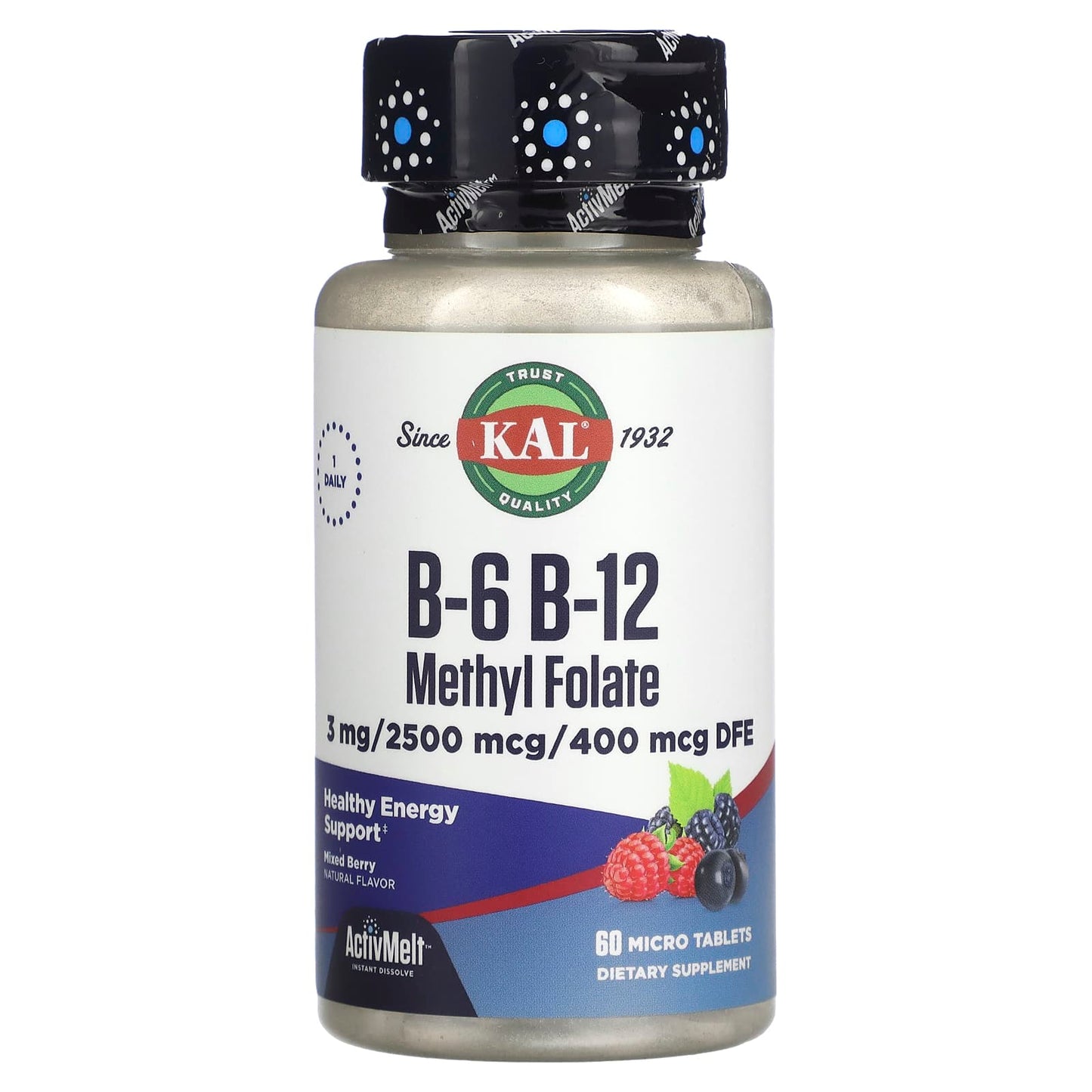Kal, B-6 B-12 Methyl Folate Activmelt, 60 Lozenges UPC 021245291510 | HiLife Vitamins