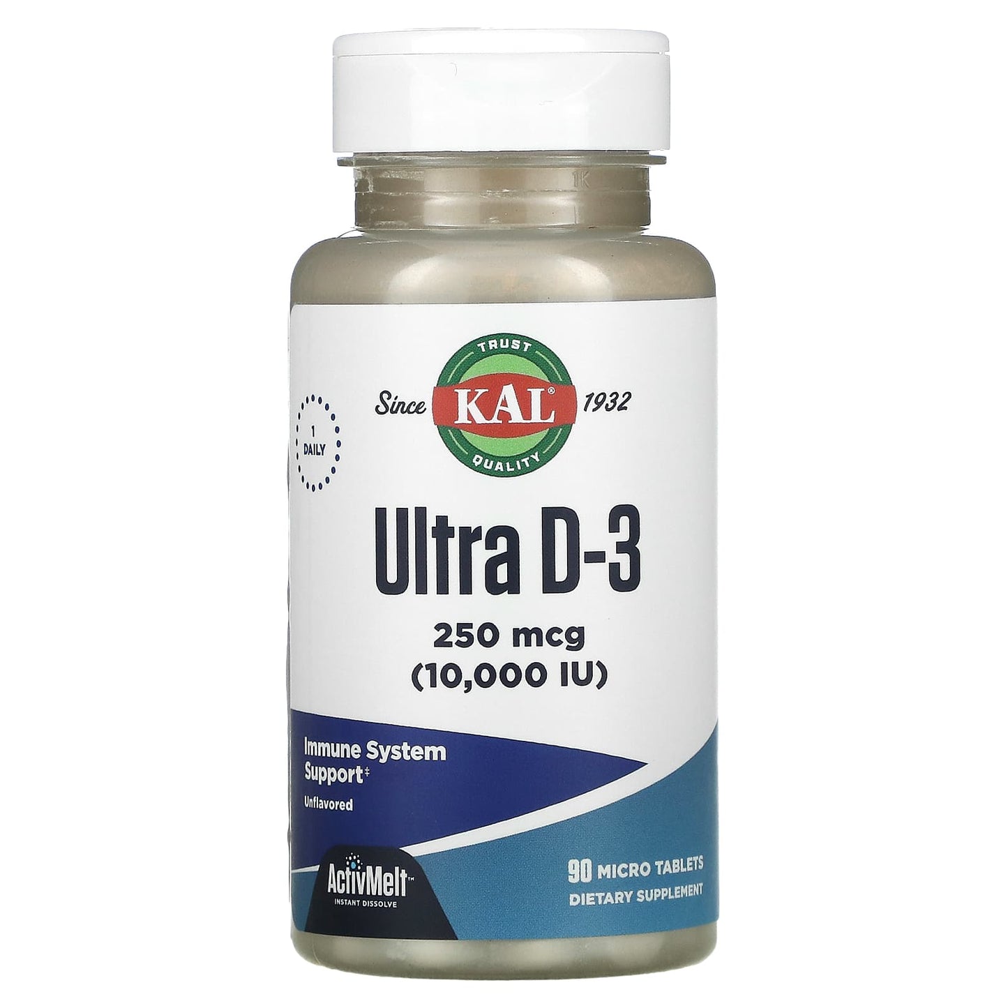 Kal, Ultra D-3 10000 IU Activmelt, 90 Lozenges UPC 021245292616 | HiLife Vitamins