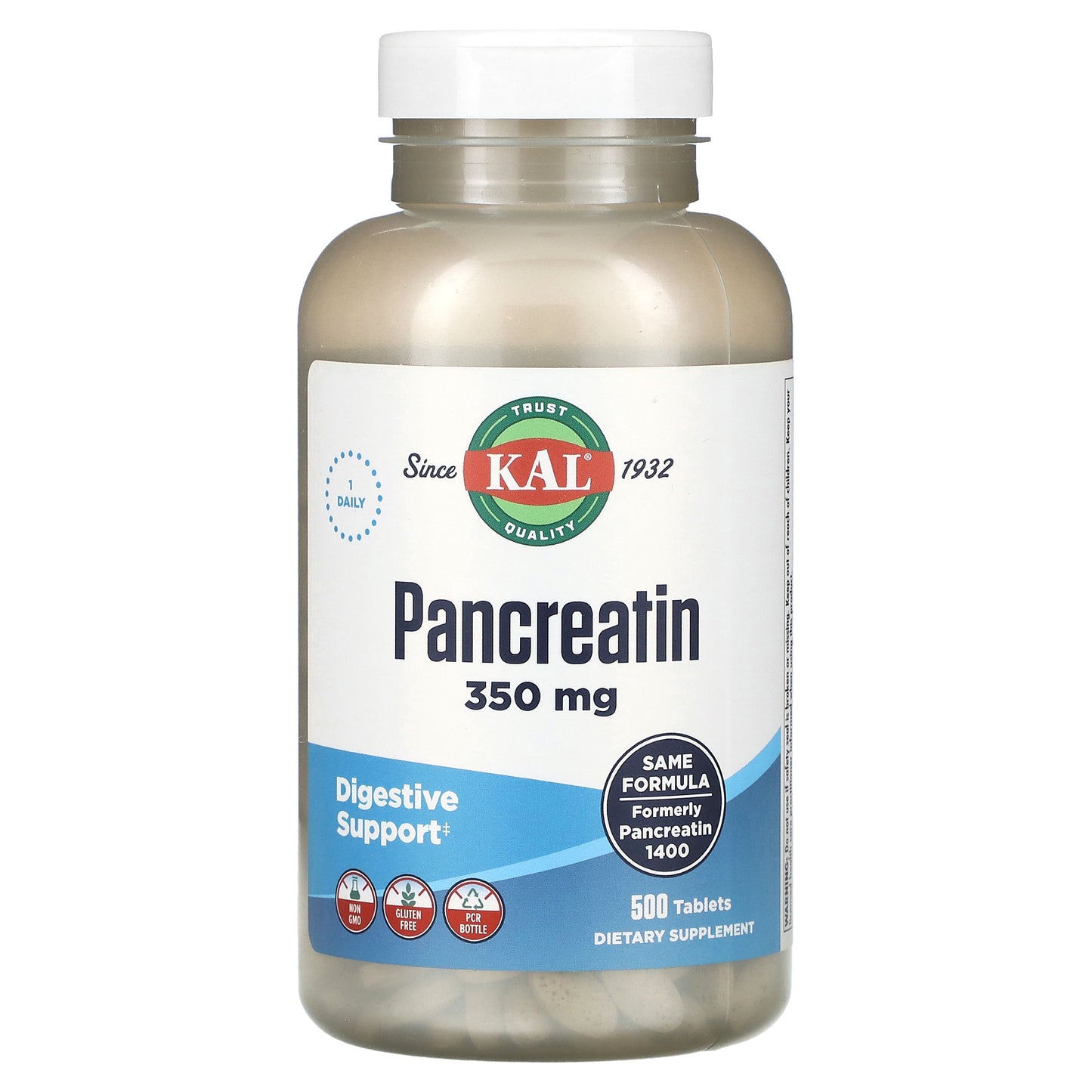 Kal, Pancreatin, 350 mg, 500 Tablets UPC 021245328193 | HiLife Vitamins