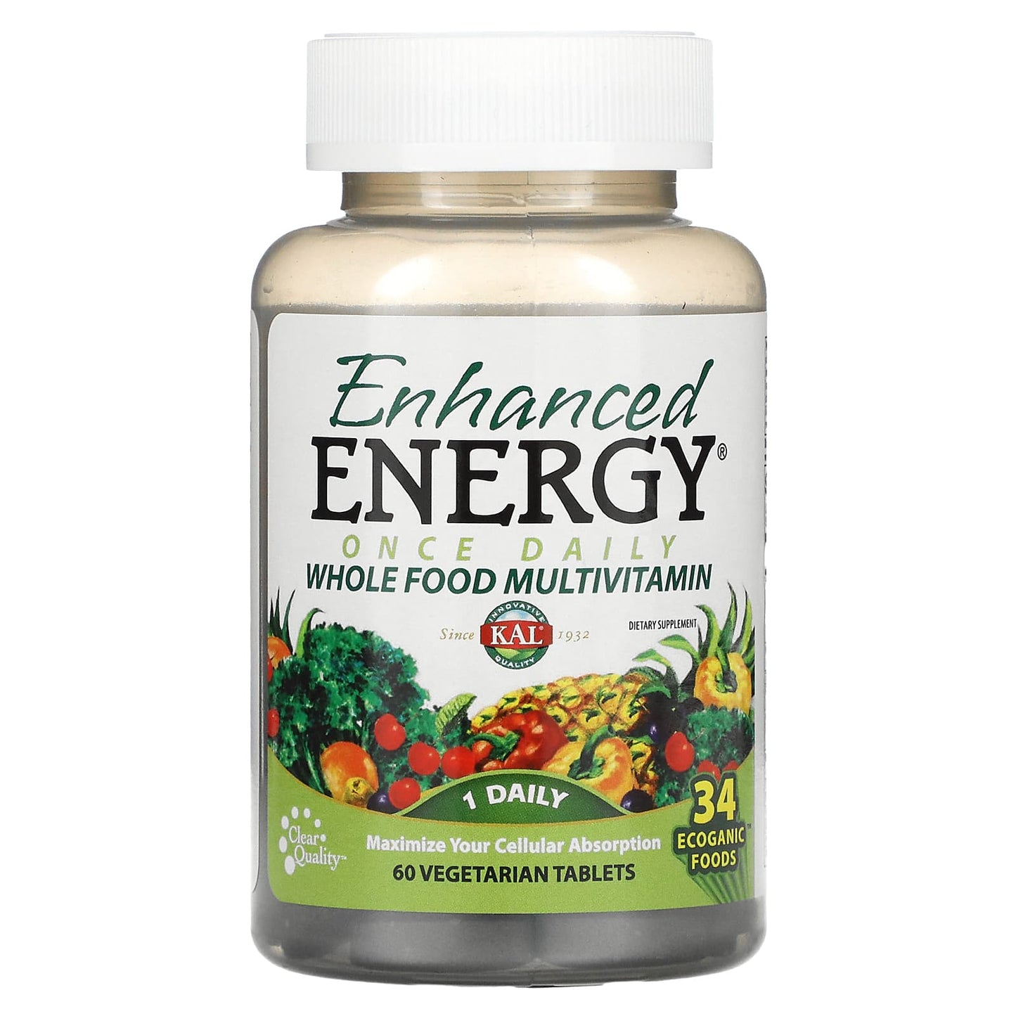 Kal, Enhanced Energy Once Daily, 60 Tablets UPC 021245388852 | HiLife Vitamins