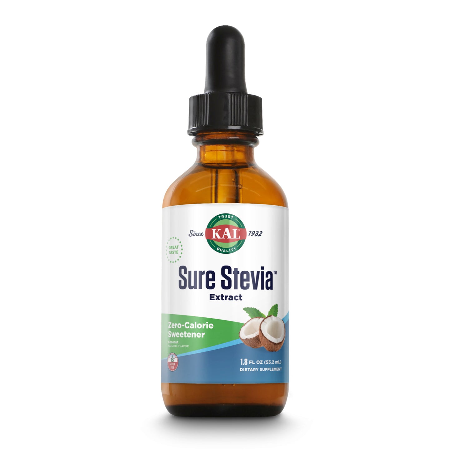 Kal, Sure Stevia Extract, Coconut Flavor, 1.8 fl oz UPC 021245389736 | HiLife Vitamins