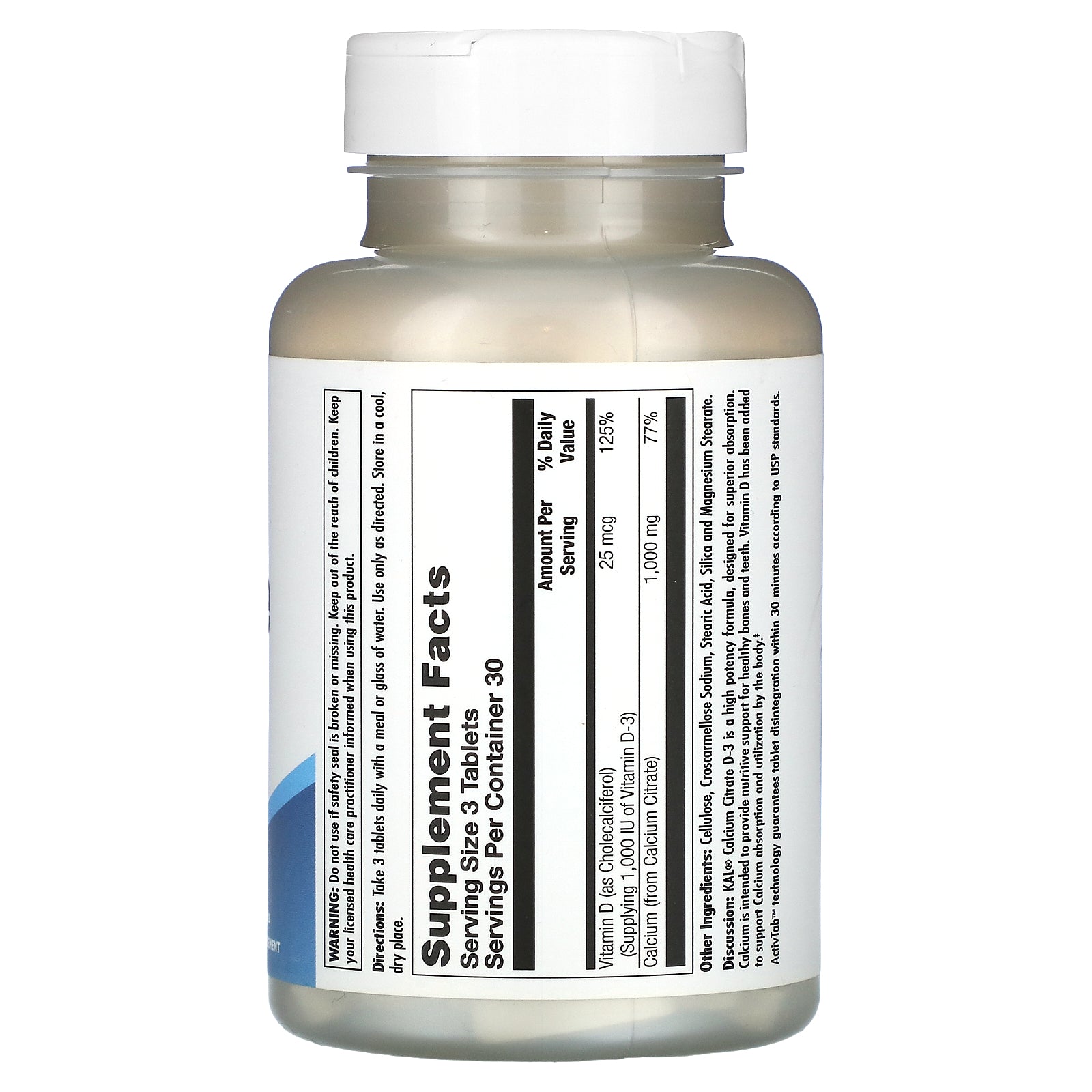 Kal, Calcium Citrate D-3, 90 Tablets UPC 021245405351 | HiLife Vitamins