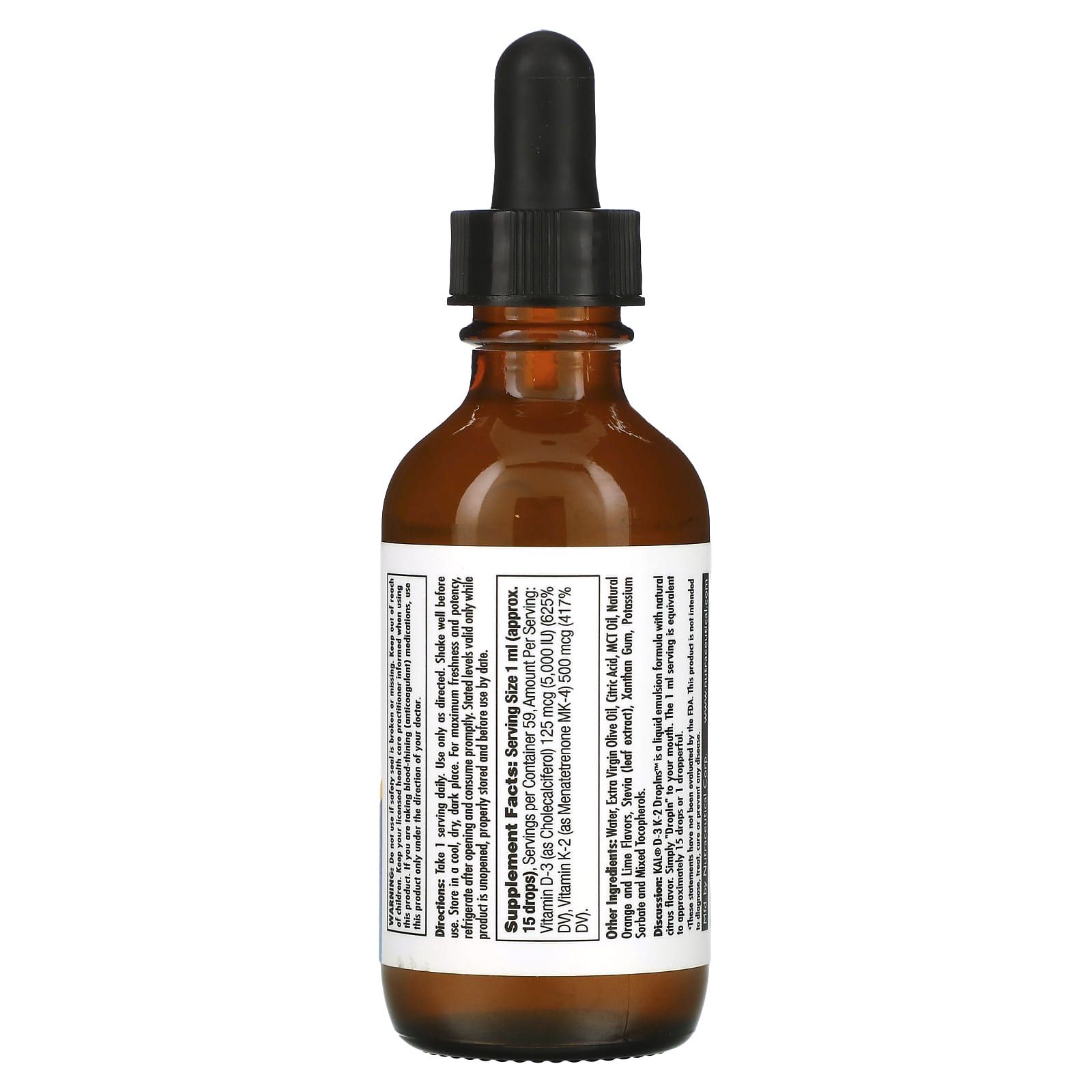 Kal, D-3 K-2 DropIns Emulsion, 2 Oz Drops UPC 021245413691 | HiLife Vitamins