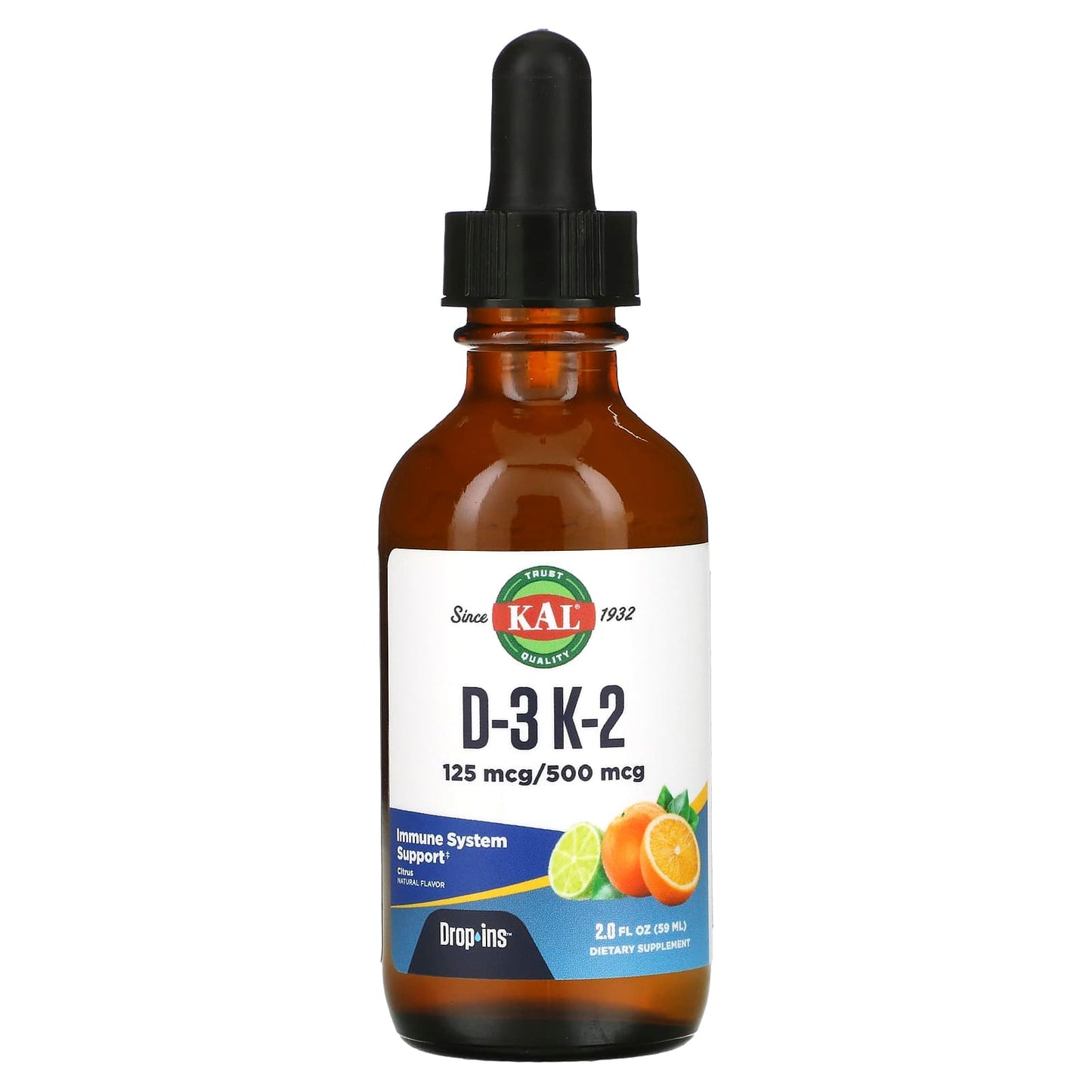 Kal, D-3 K-2 DropIns Emulsion, 2 Oz Drops UPC 021245413691 | HiLife Vitamins