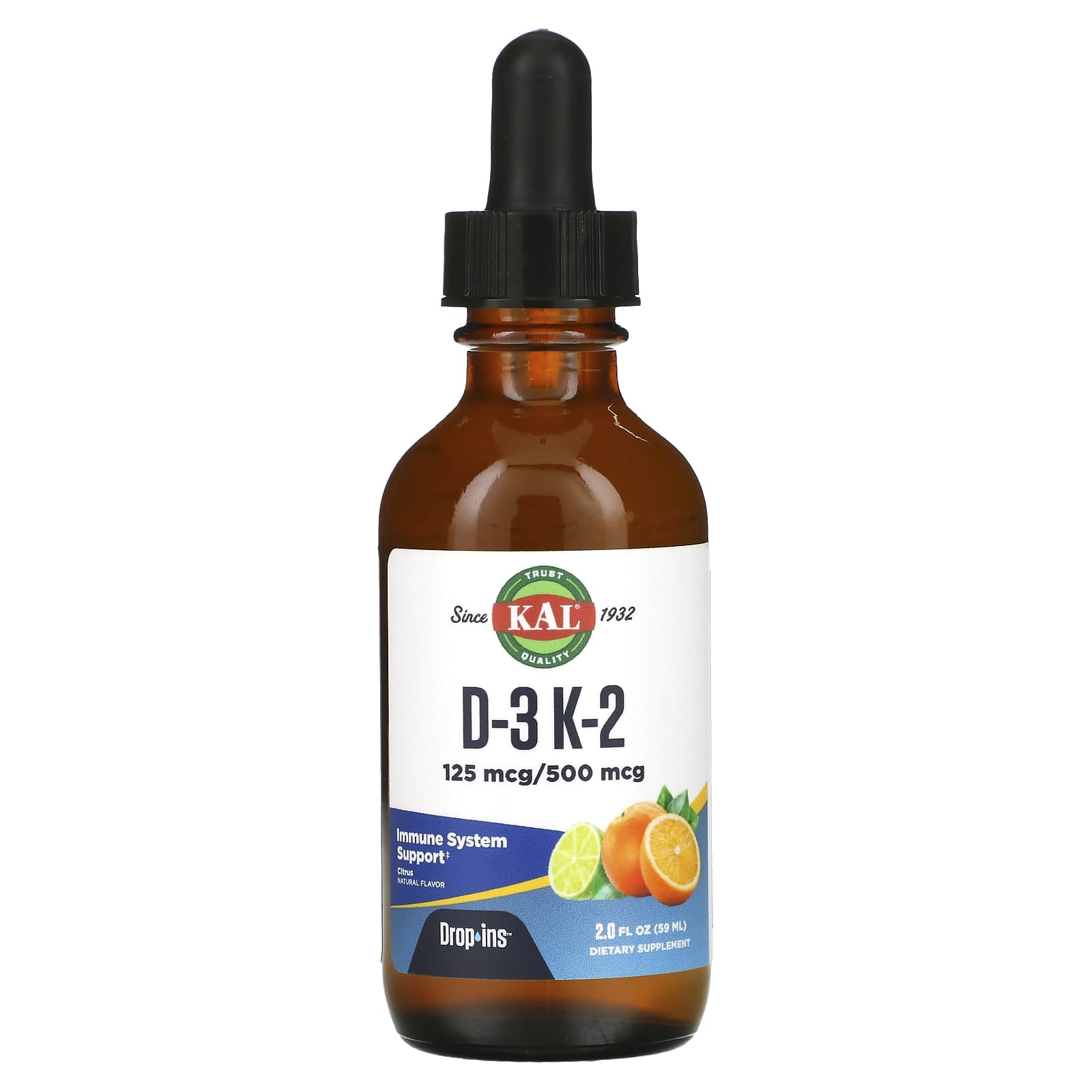 Kal, D-3 K-2 DropIns Emulsion, 2 Oz Drops UPC 021245413691 | HiLife Vitamins